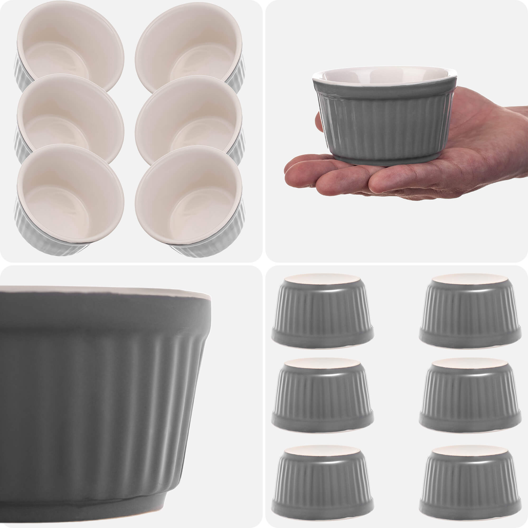 Naczynie ceramiczne do zapiekania Maes 9 x 5 cm szare 6 szt.