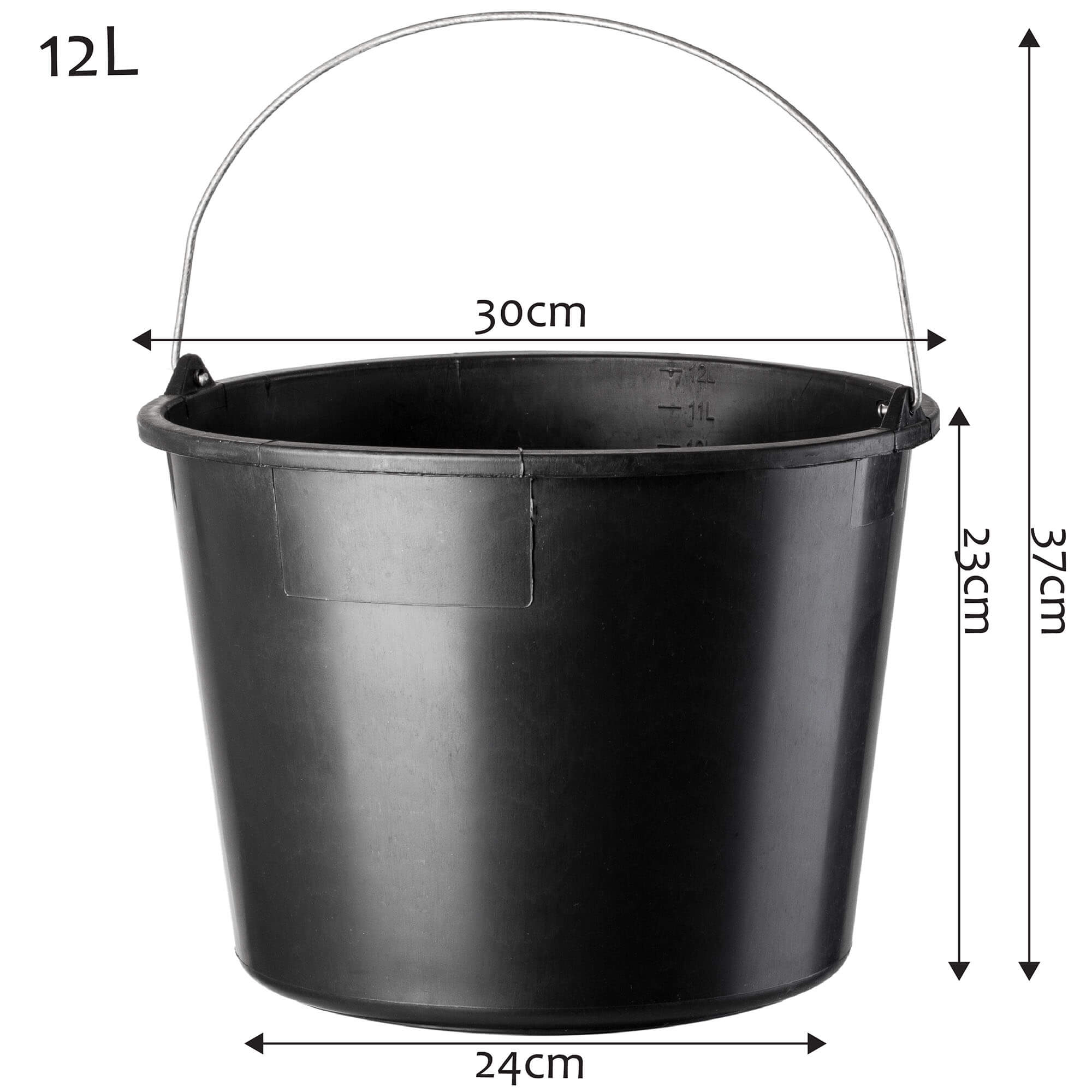 Wiadro budowlane Bado 12L, czarne 5 szt.