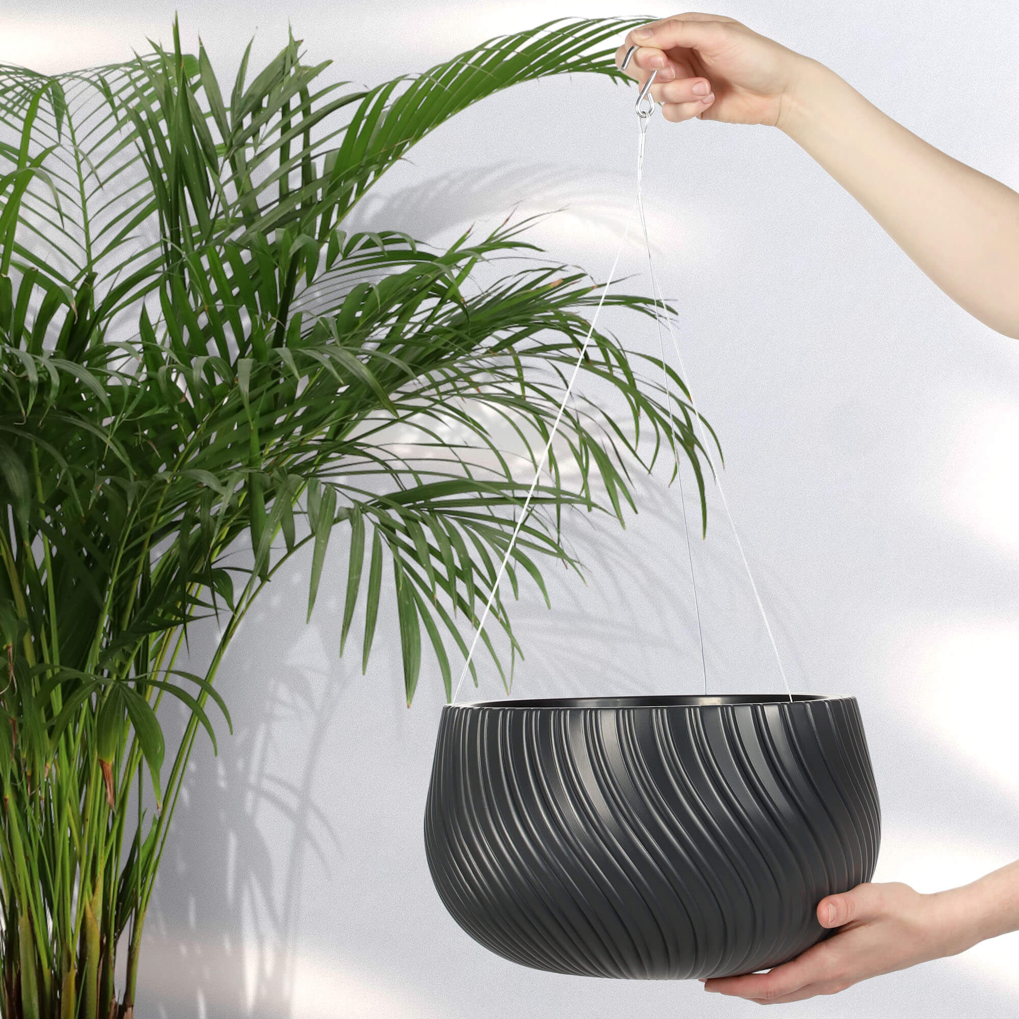Doniczka wisząca z wkładem Rucas 29 cm, antracyt