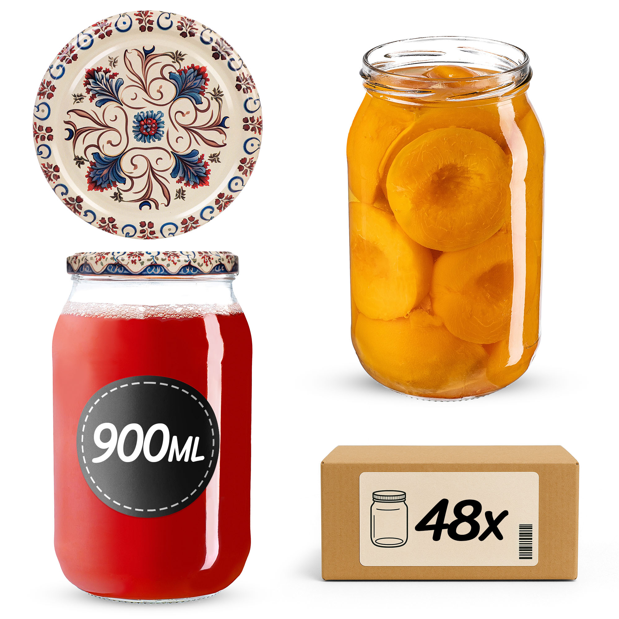 Słoiki na przetwory Simo 900ml fi82mm 48szt + wieczko Ceramics 3