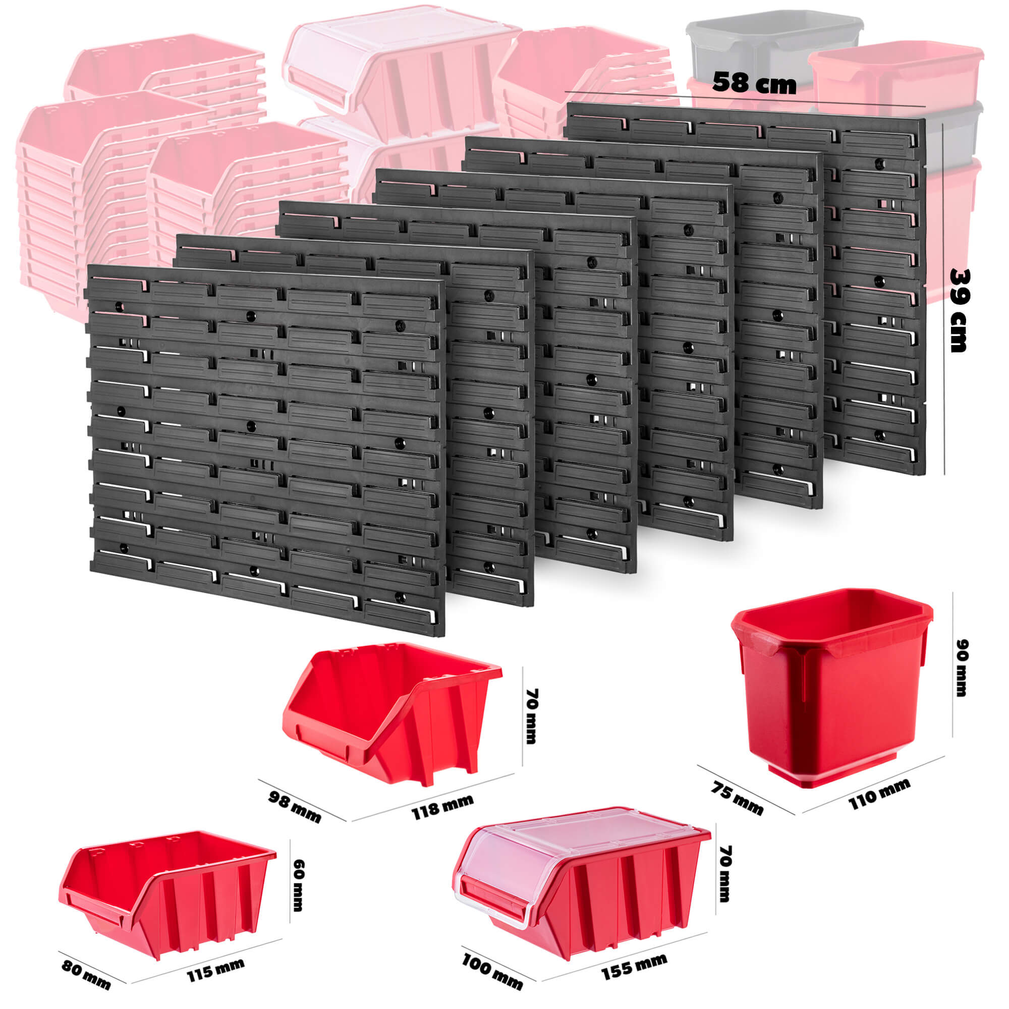 Tablica warsztatowa Lokke 130 elementów 174 x 78 cm, czerwona