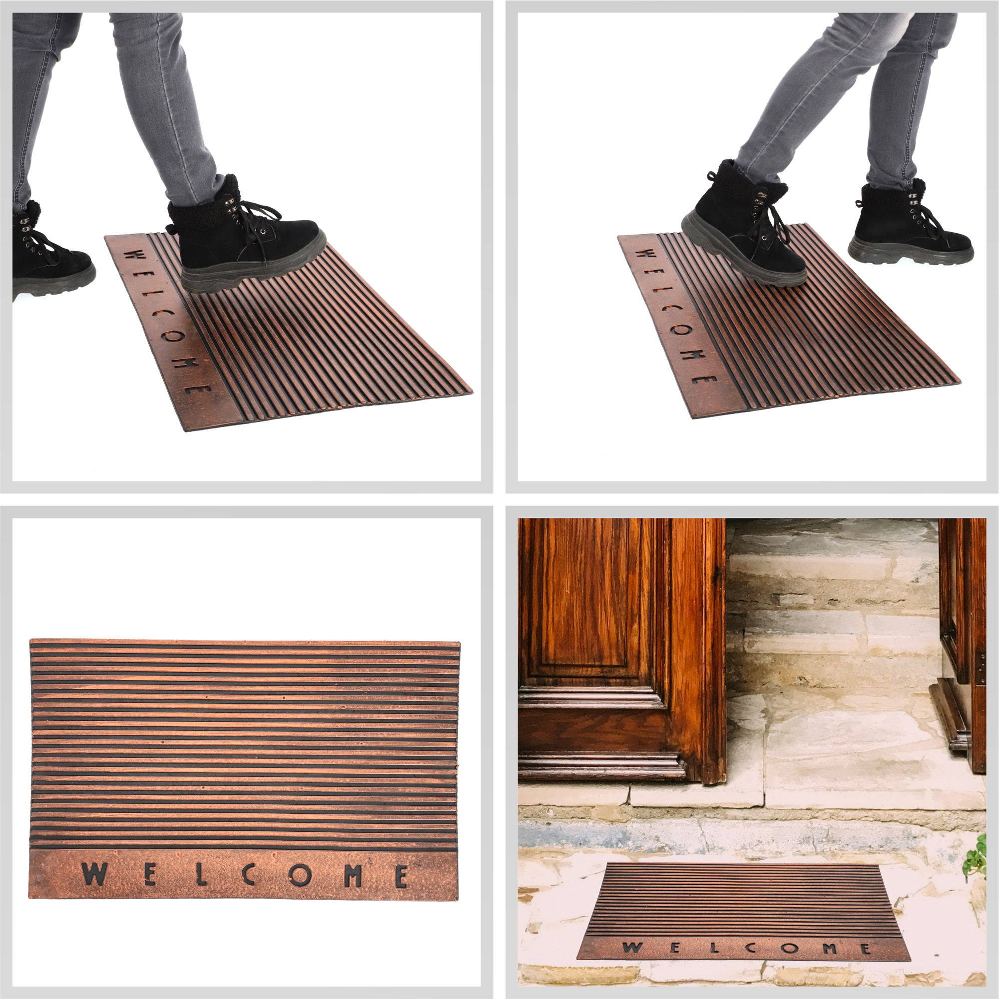 Wycieraczka gumowa „Welcome" 75 x 45 cm, brązowa