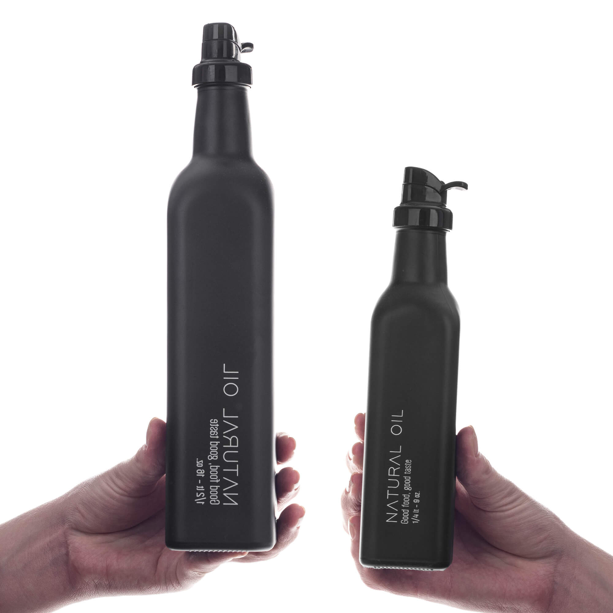Butelki na oliwę Setri 0,25L + 0,5L, czarne, 2 szt.