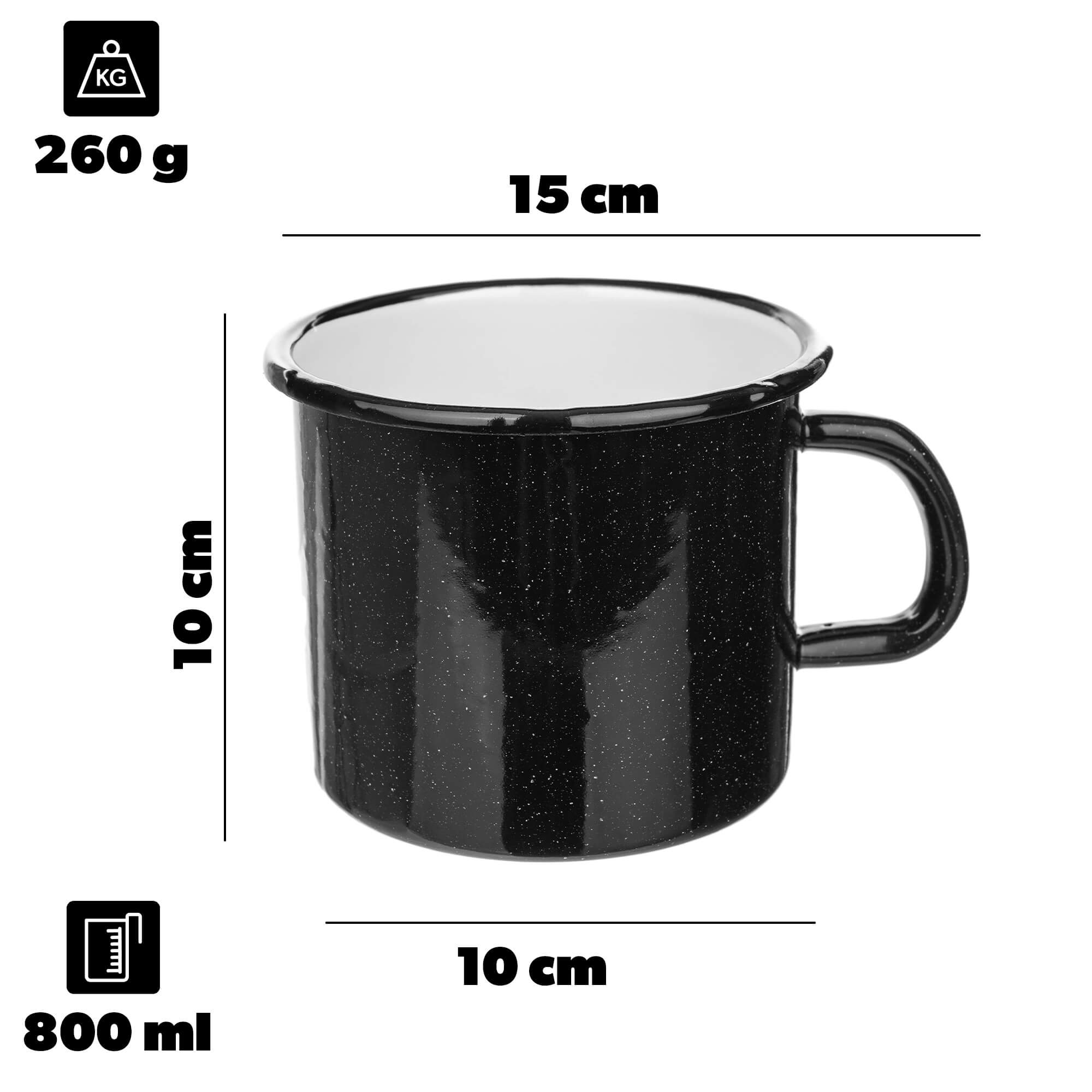Kubek emaliowany Scerni 800 ml czarny