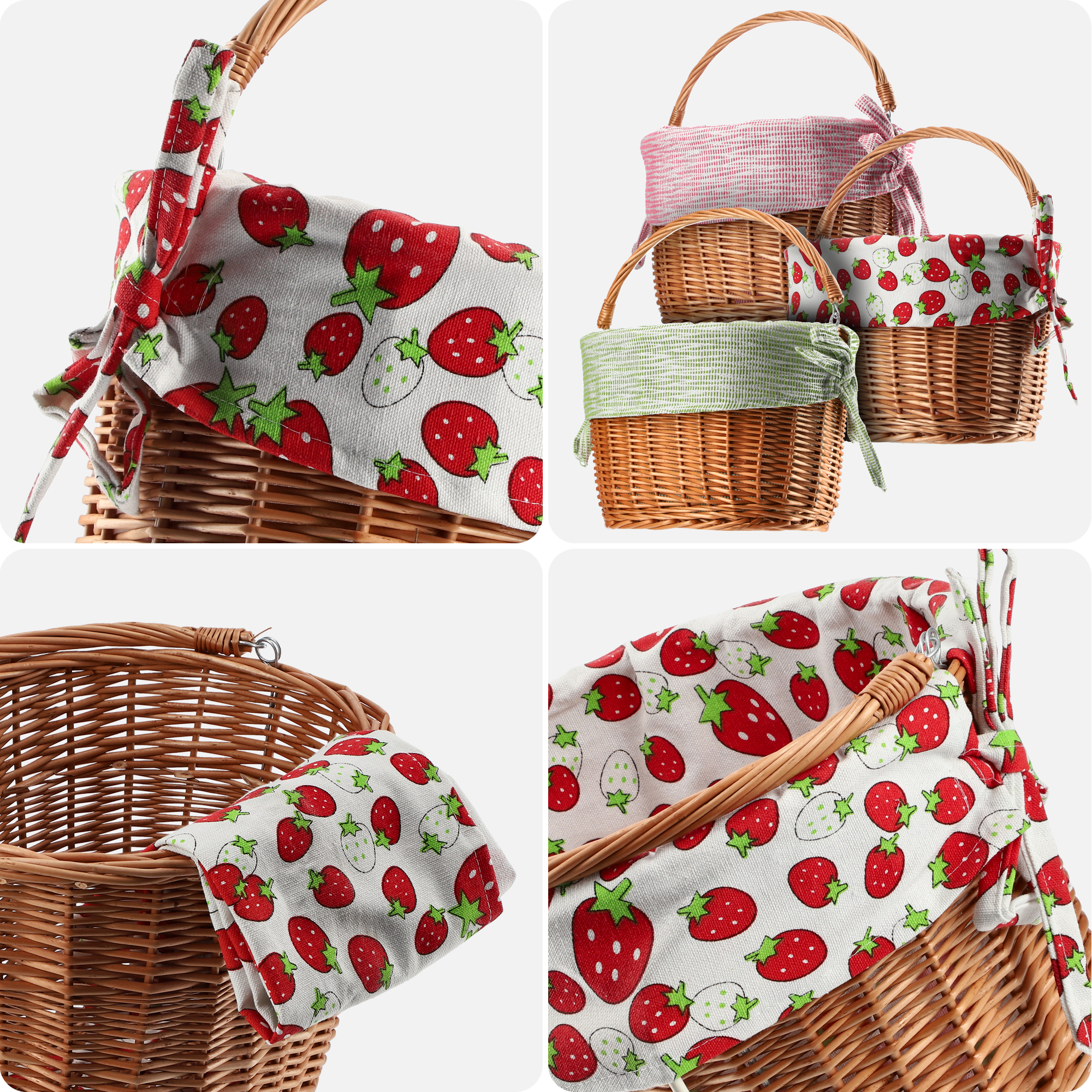 Kosz rowerowy Iseo 50 x 29 cm, truskawki