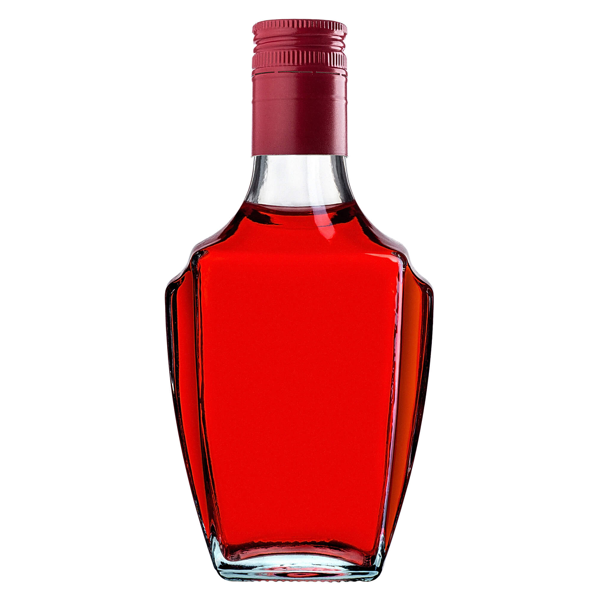 Szklana butelka na nalewkę Faenza 250ml z długą czerwoną zakrętką 10 szt.