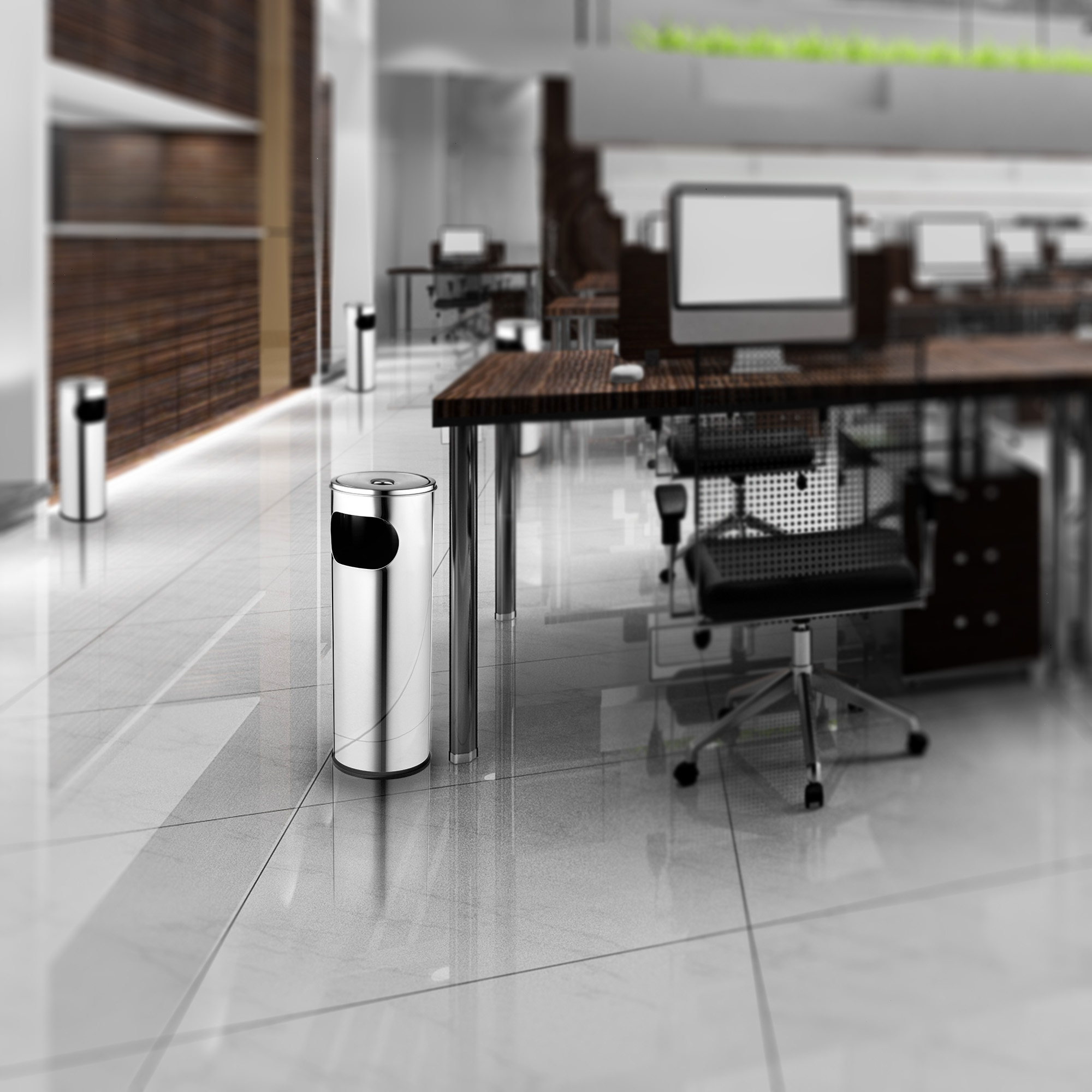 Popielnica stojąca Brix z koszem 18L srebrna