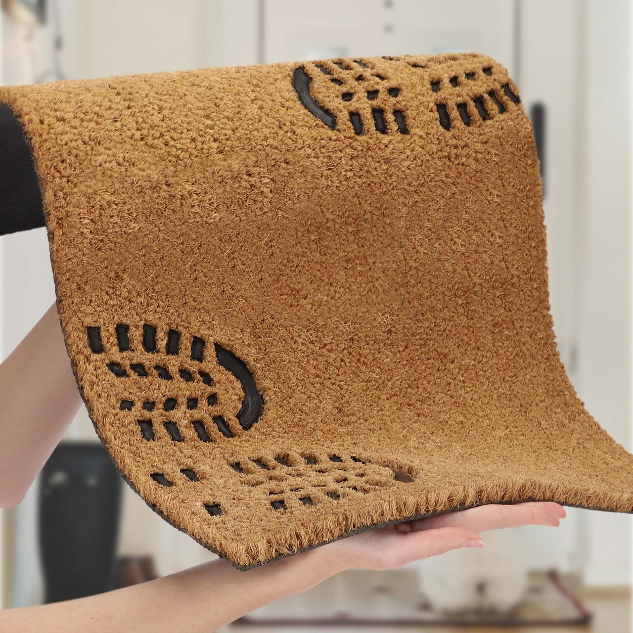 Wycieraczka pod drzwi „Odcisk butów" 60 x 40 cm, brązowa