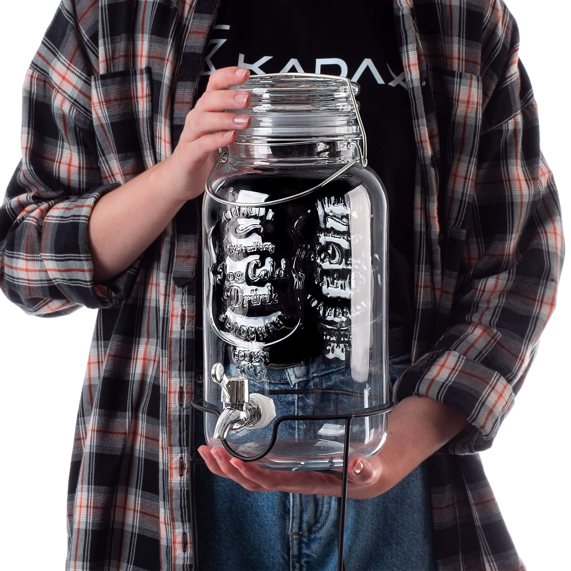 Słój z kranikiem Mesagne do zimnych napojów i lemoniady 4L z podstawką i szklaną pokrywką