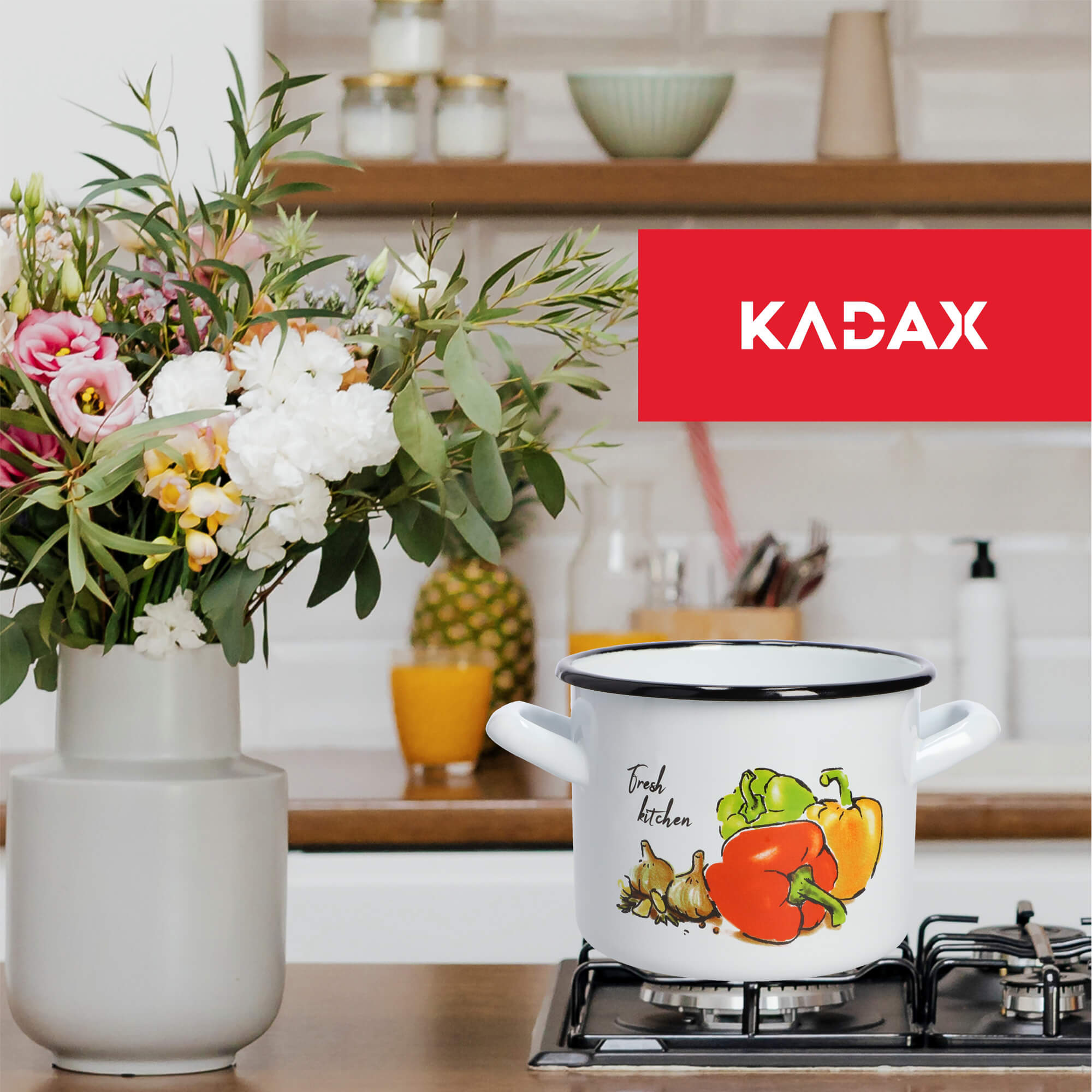 Garnek wysoki emaliowany 1.5L, papryka