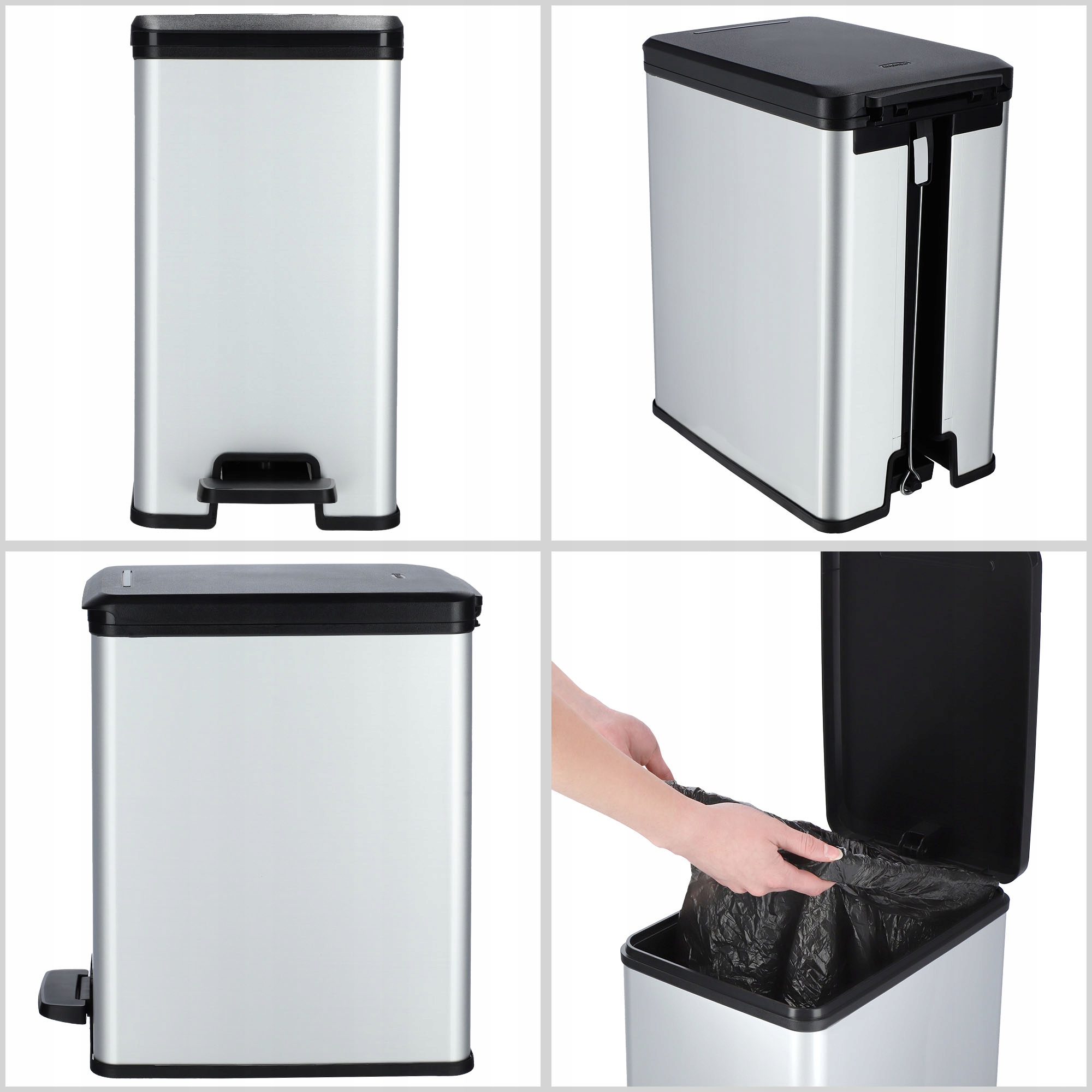 Kosz na śmieci Curver Slim Bin 25L, srebrny