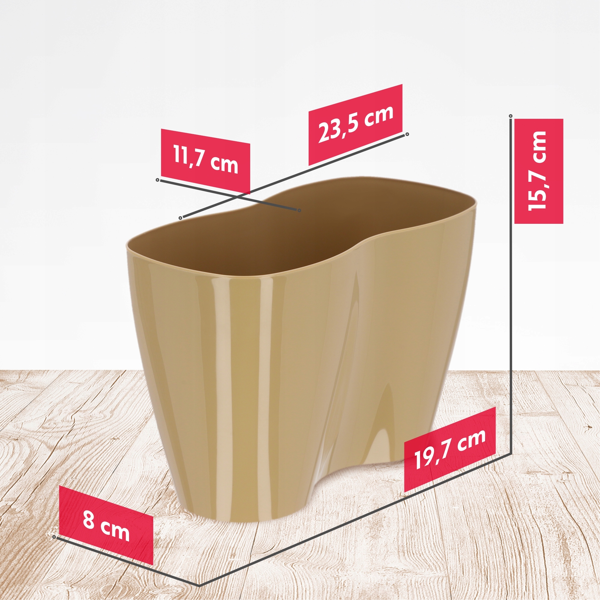 Doniczka do storczyków podwójna Fermo 15 x 23 cm, beżowa