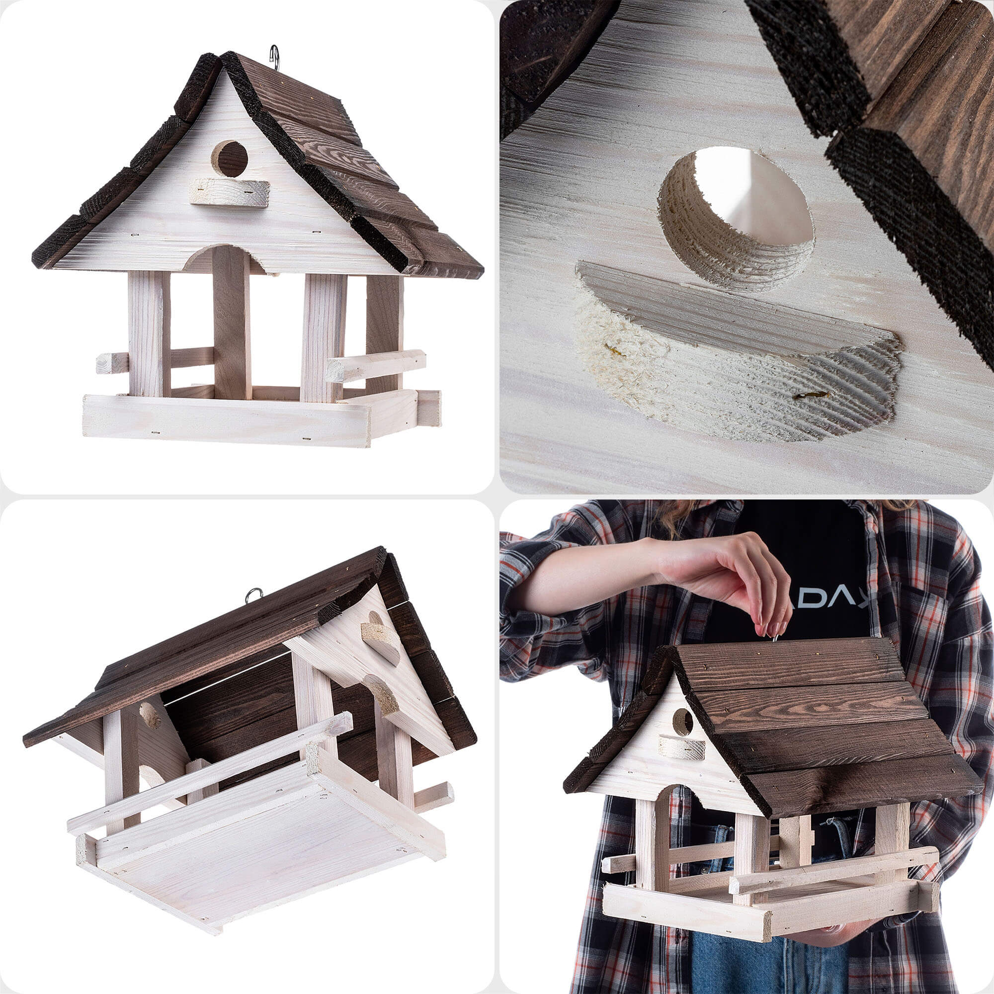 Karmnik dla ptaków Arbis domek 30 x 25 cm biało-brązowy