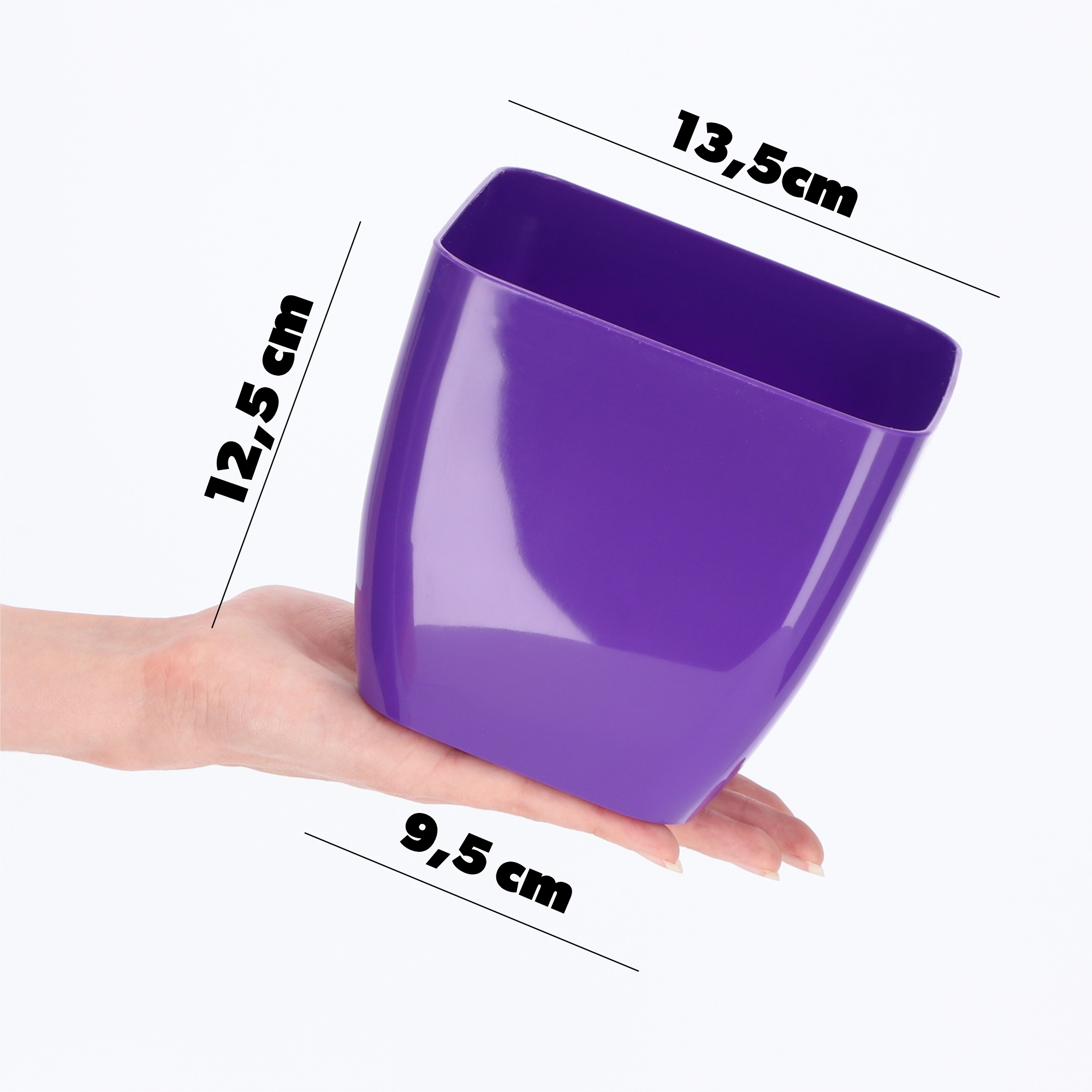 Doniczka kwadratowa Borgo 14 cm, fioletowa