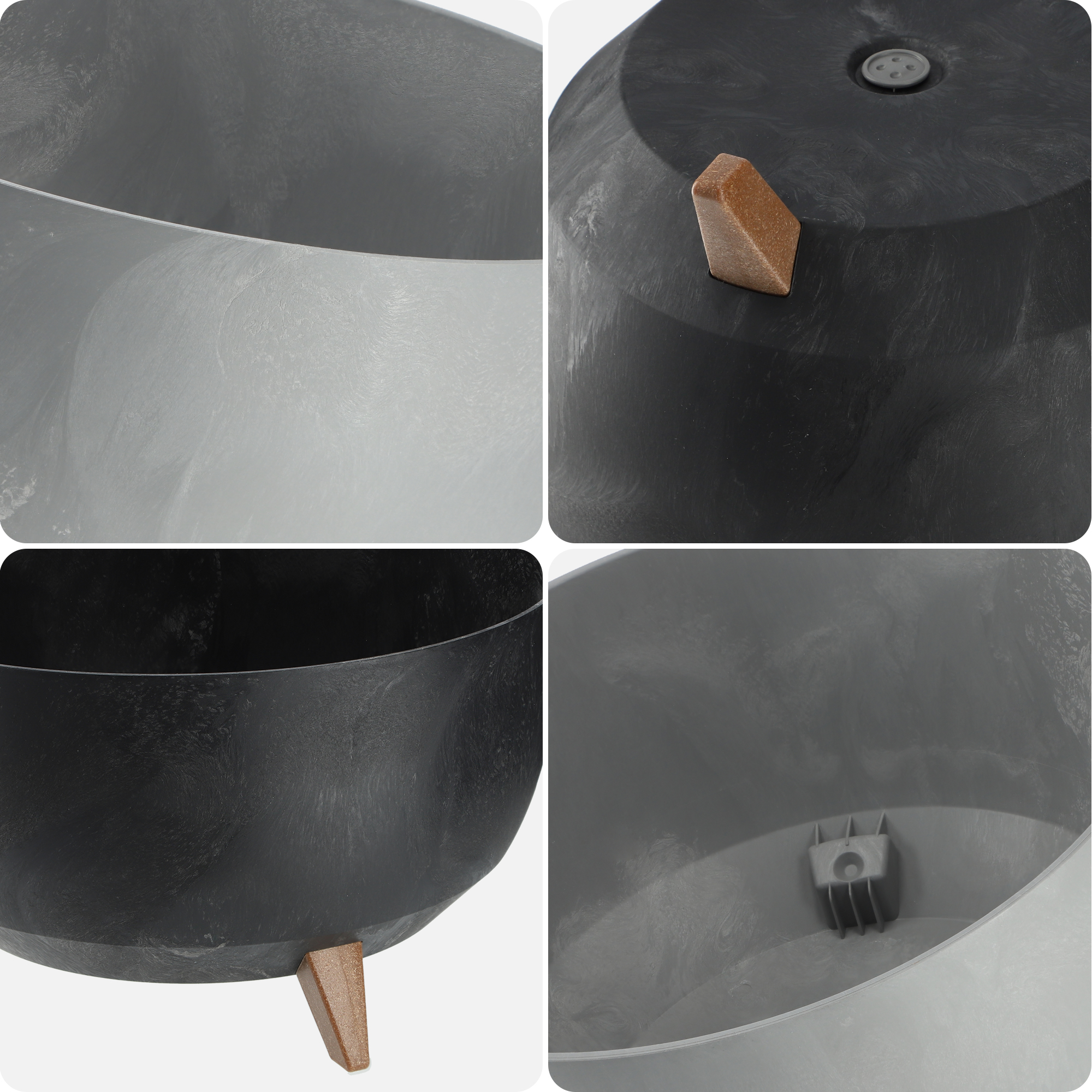 Misa na kwiaty z nóżkami Mably 24 cm szary beton