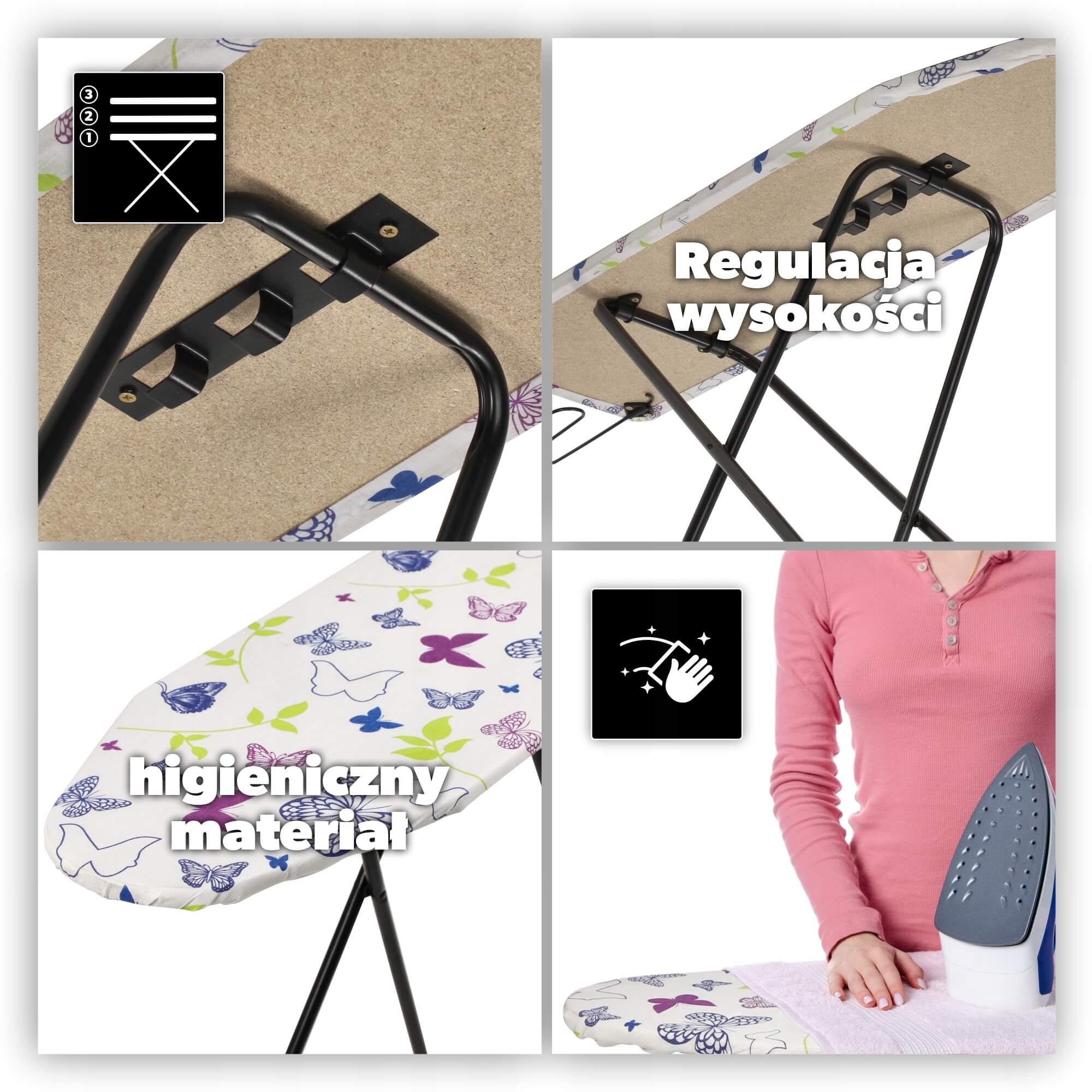 Deska do prasowania z uchwytem 100 x 30 cm, wielokolorowa