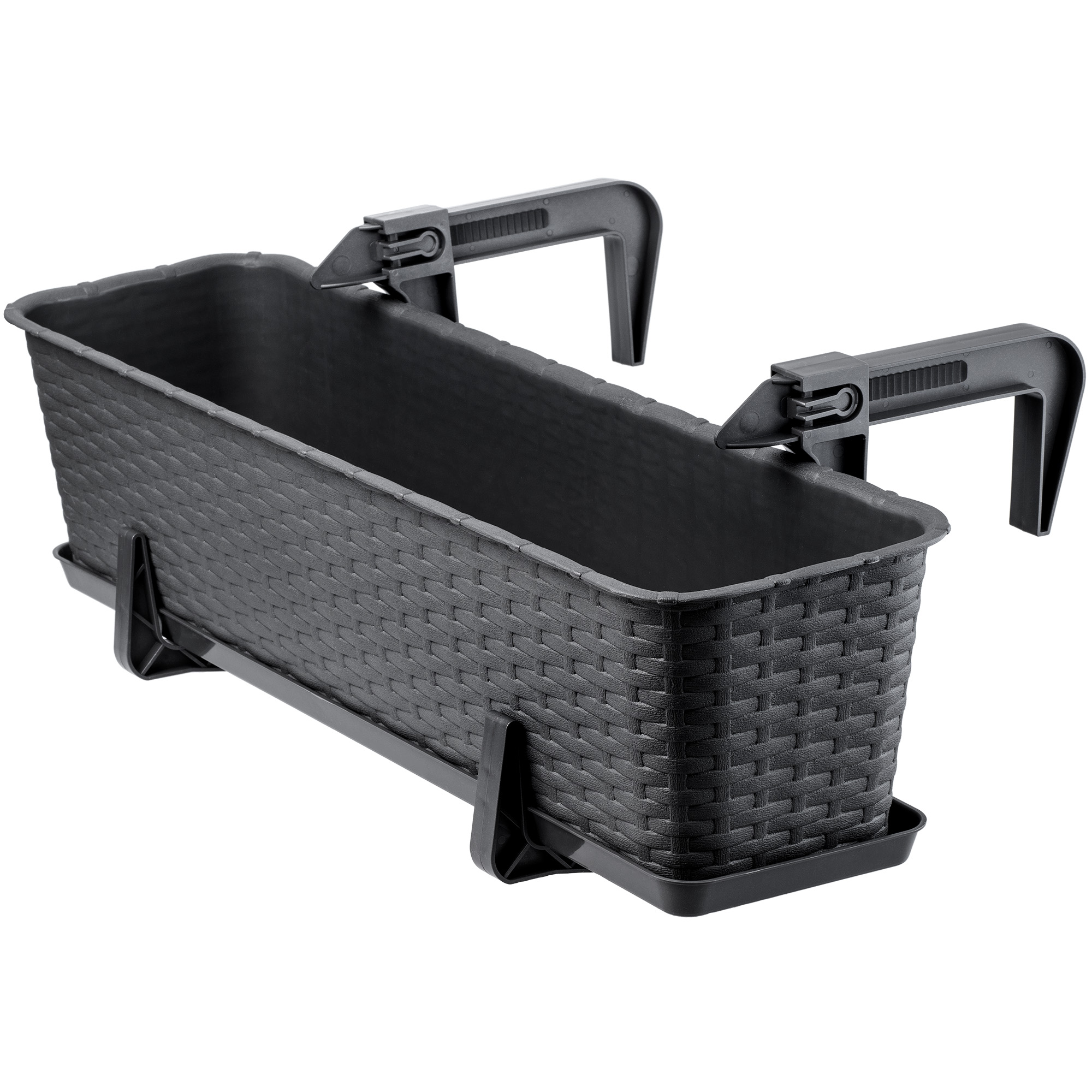 Doniczka balkonowa z uchwytami Frette 60 x 17 cm, antracyt