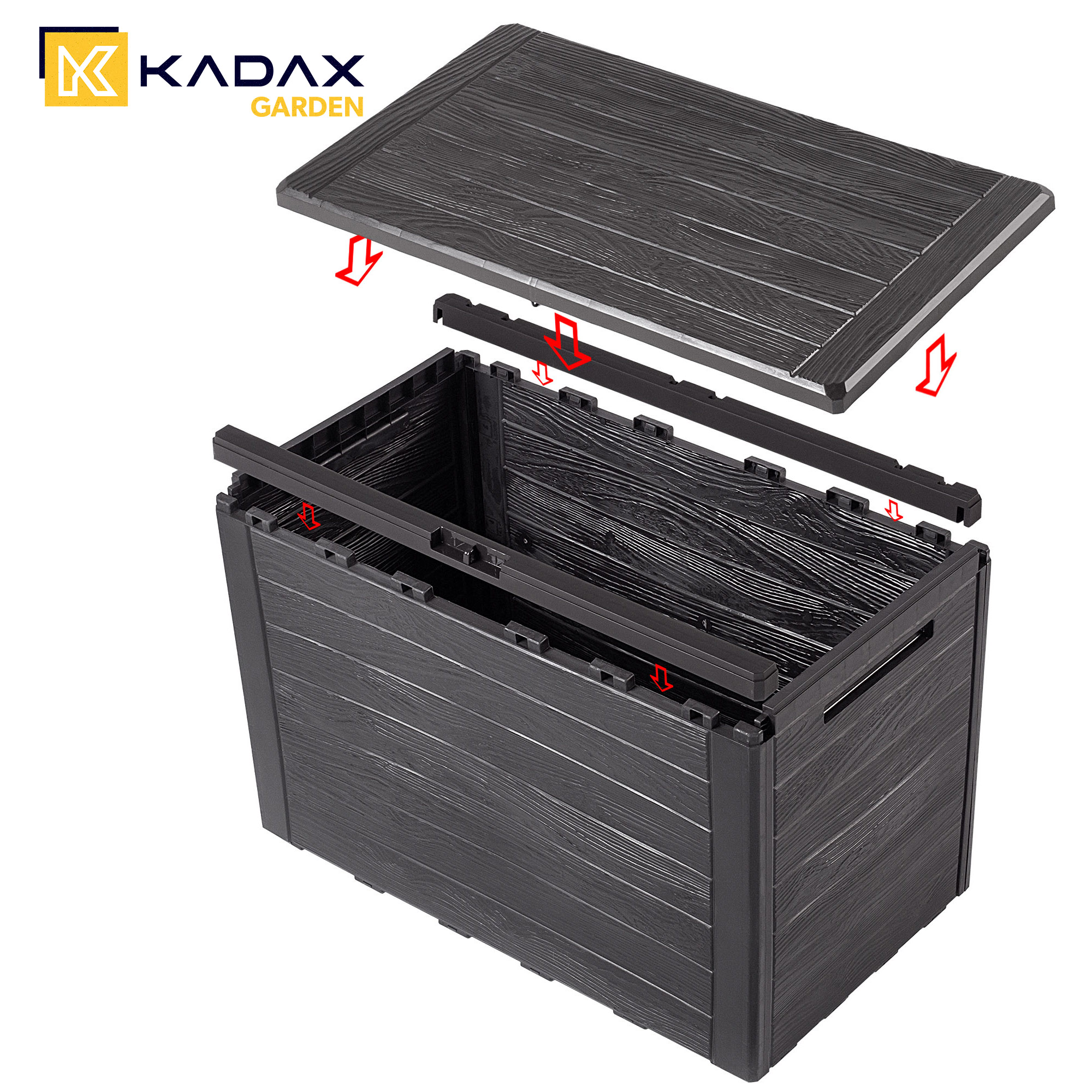 Skrzynia ogrodowa Grewena 190L, ciemny brąz