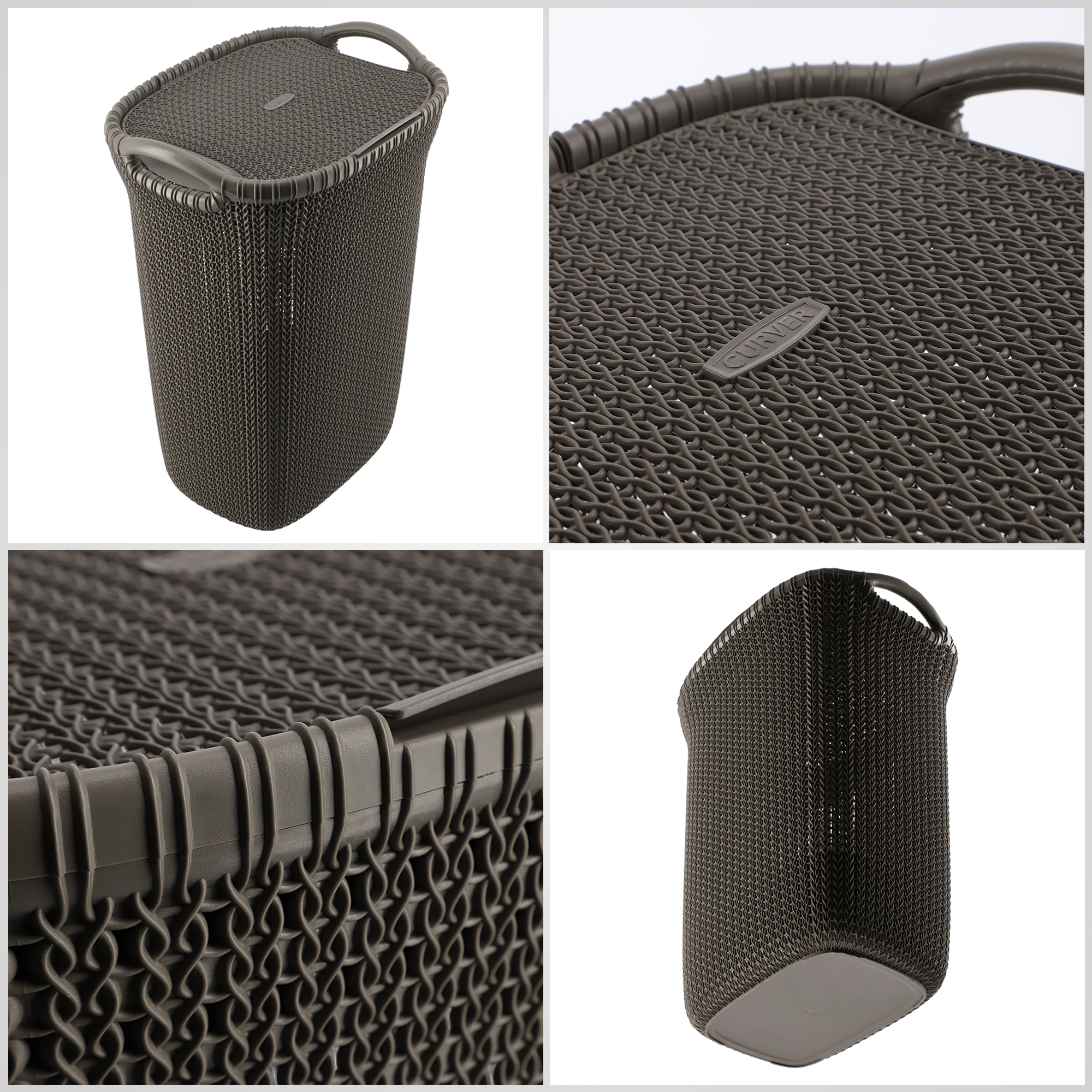 Kosz z pokrywą Curver Knit 57L brązowy