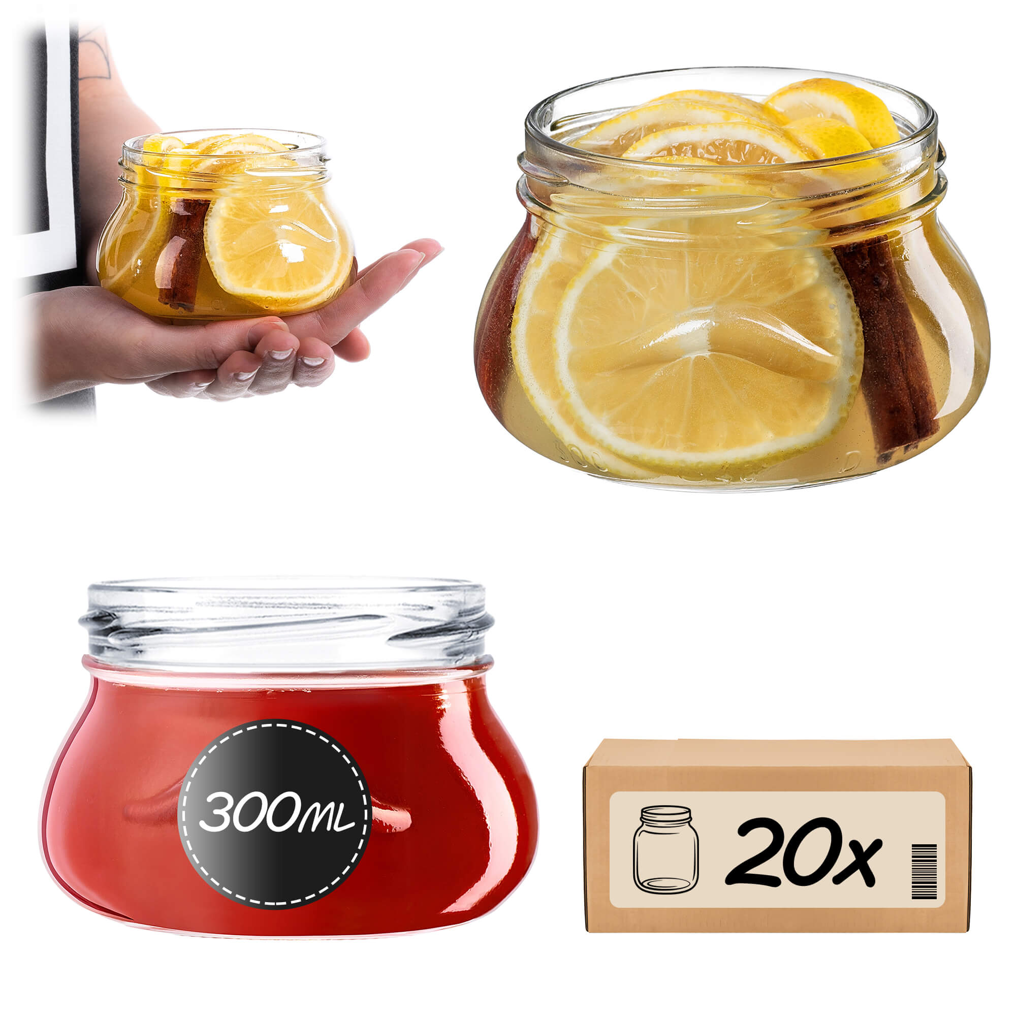 Słoiki na przetwory Raja 300ml 20szt 82mm bez wieczka
