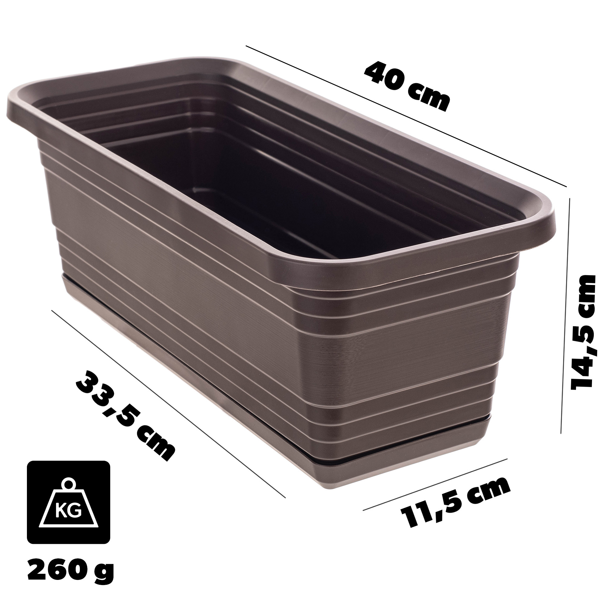 Skrzynka balkonowa z podstawką Paulin 40cm mokka