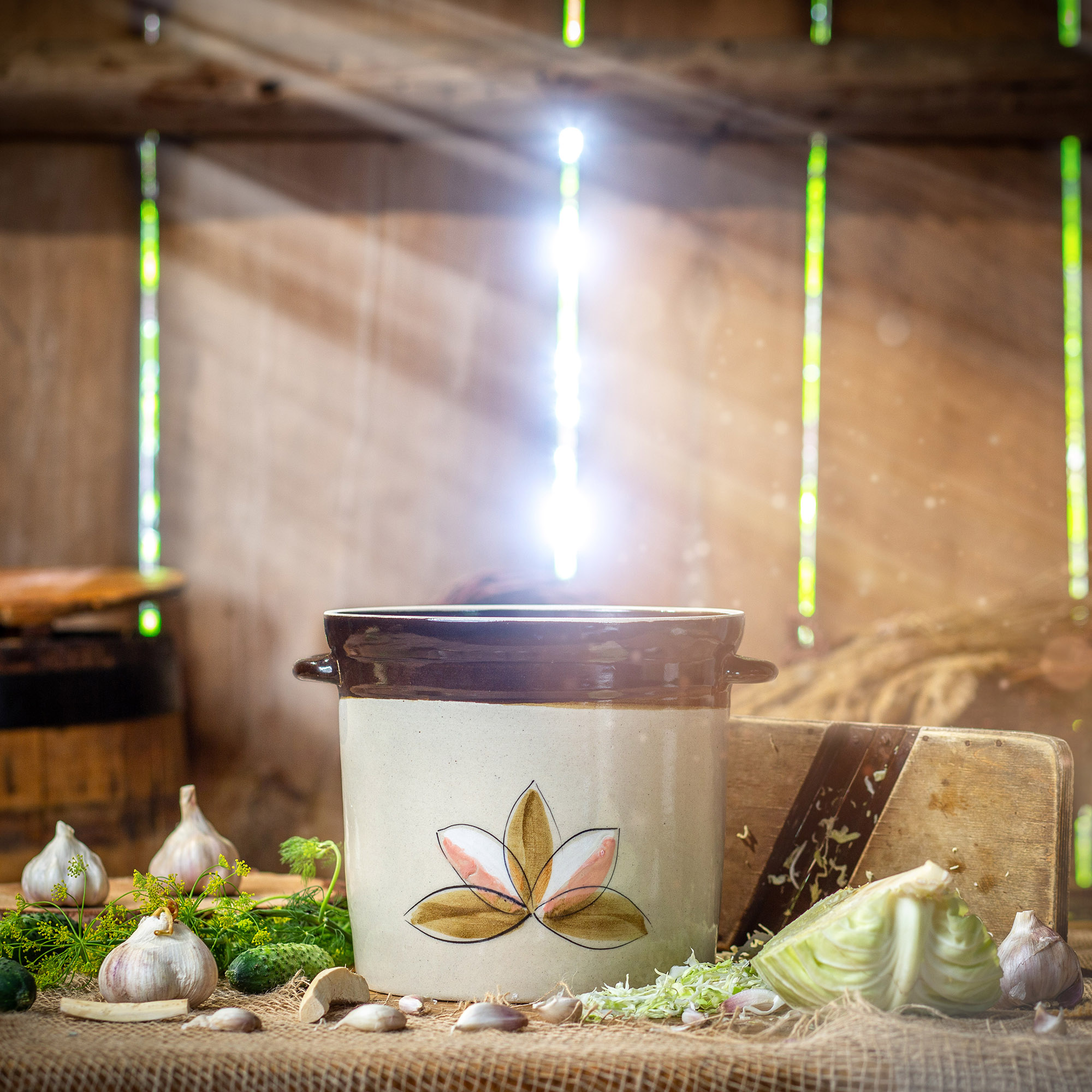 Garnek kamionkowy Athena 7.5L, wysoki malowany