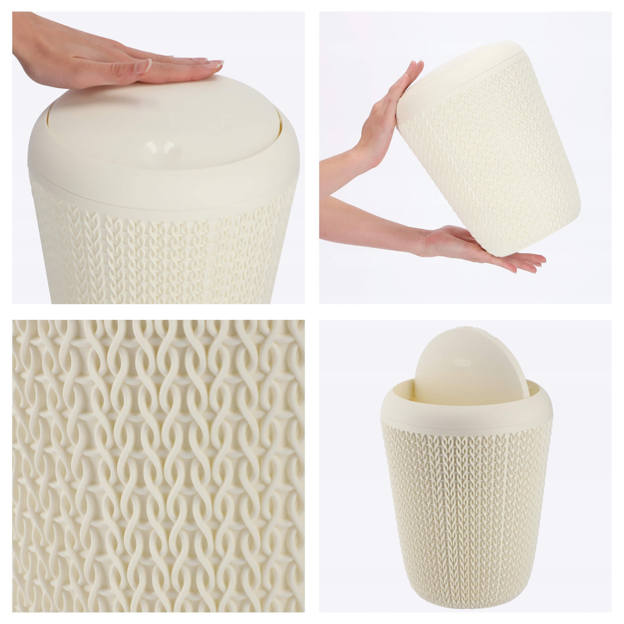 Kosz na śmieci Curver Knit 6L, kremowy