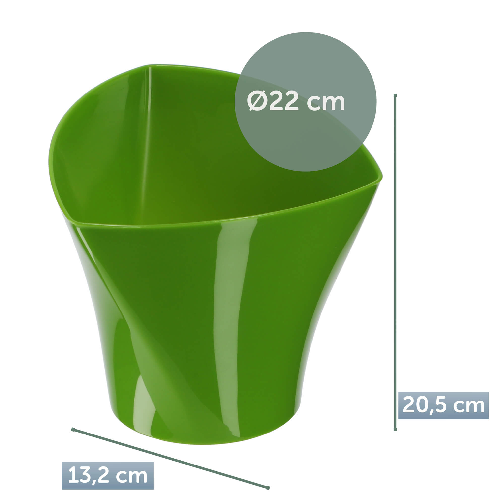 Doniczka asymetryczna 22 cm, zielona