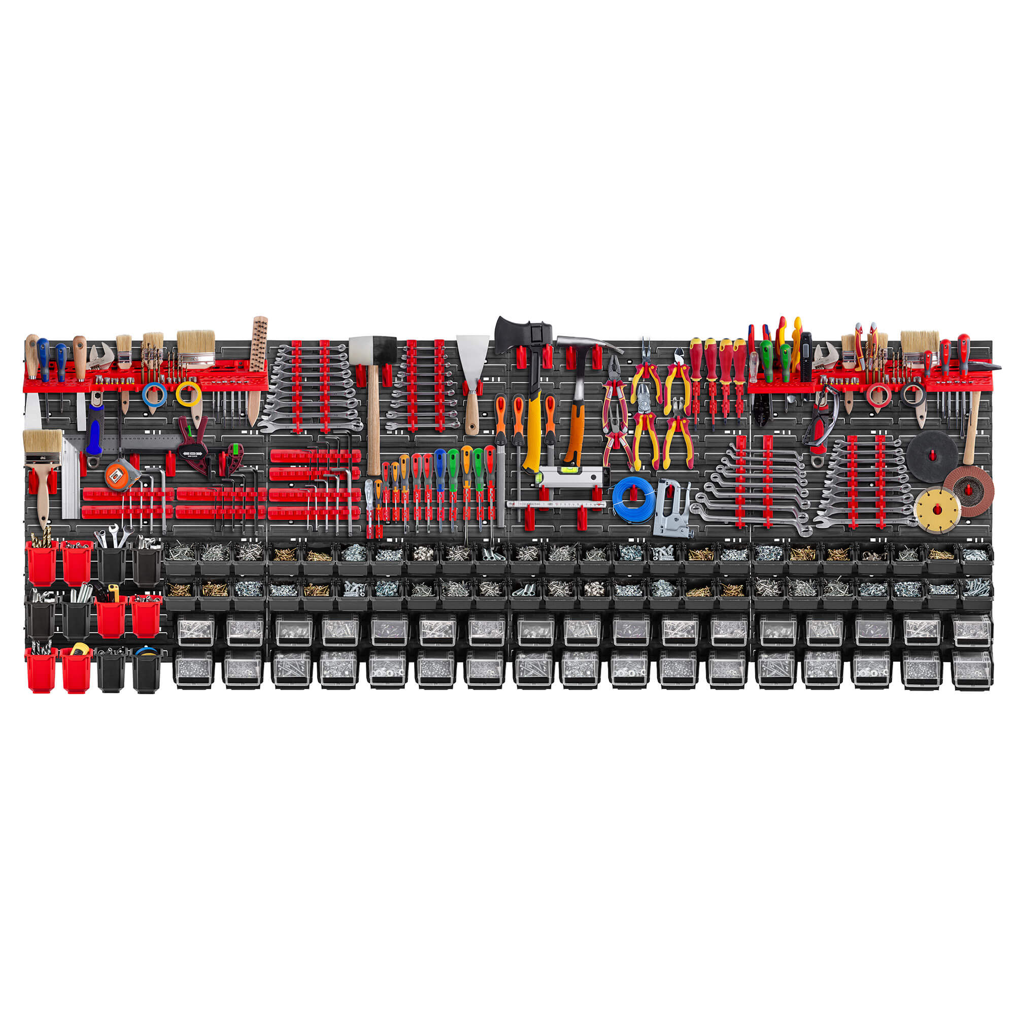 Tablica warsztatowa Lokke 194 elementy 232 x 78 cm, czarno-czerwona