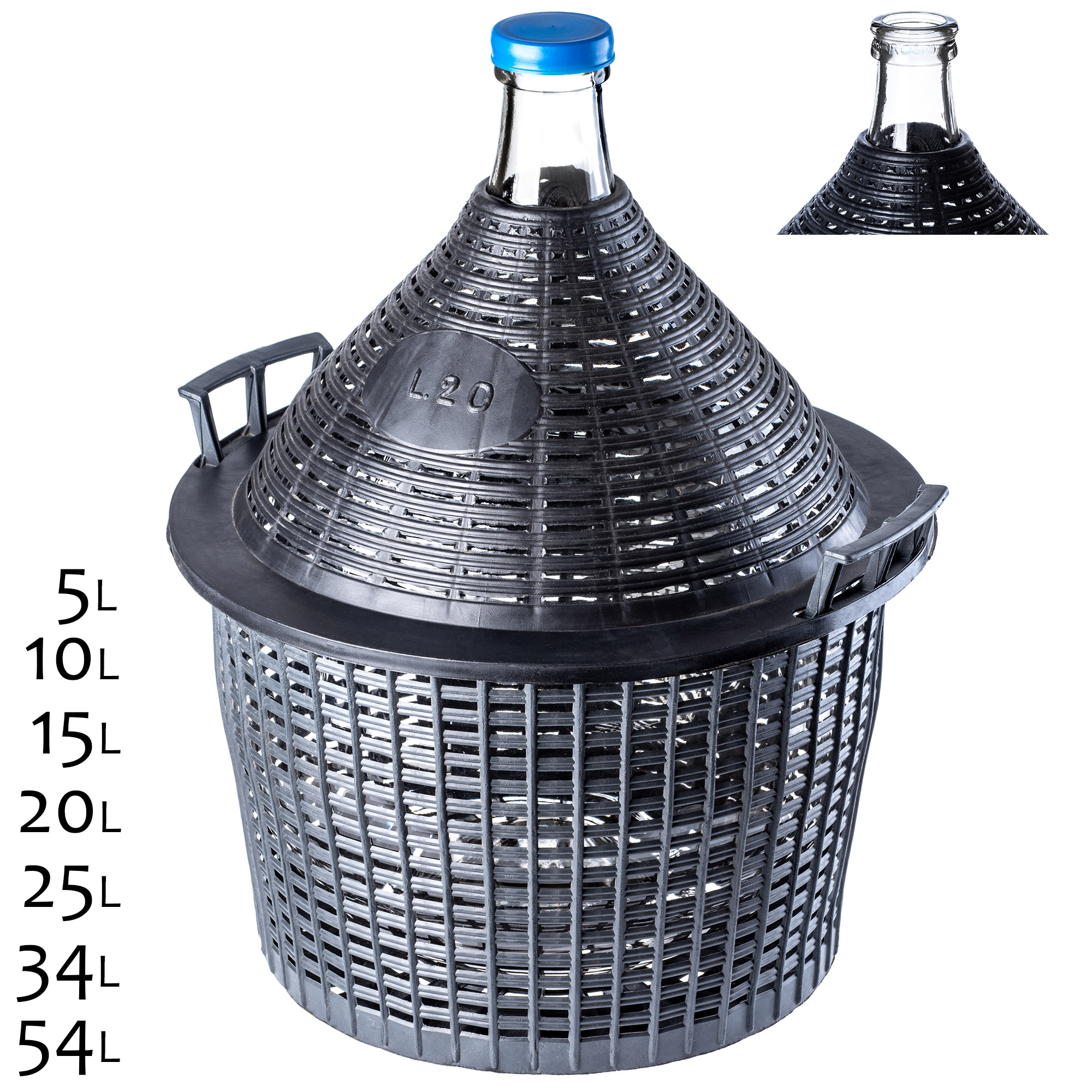 Balon Gąsior do wina Alatri z wąskim otworem 54L