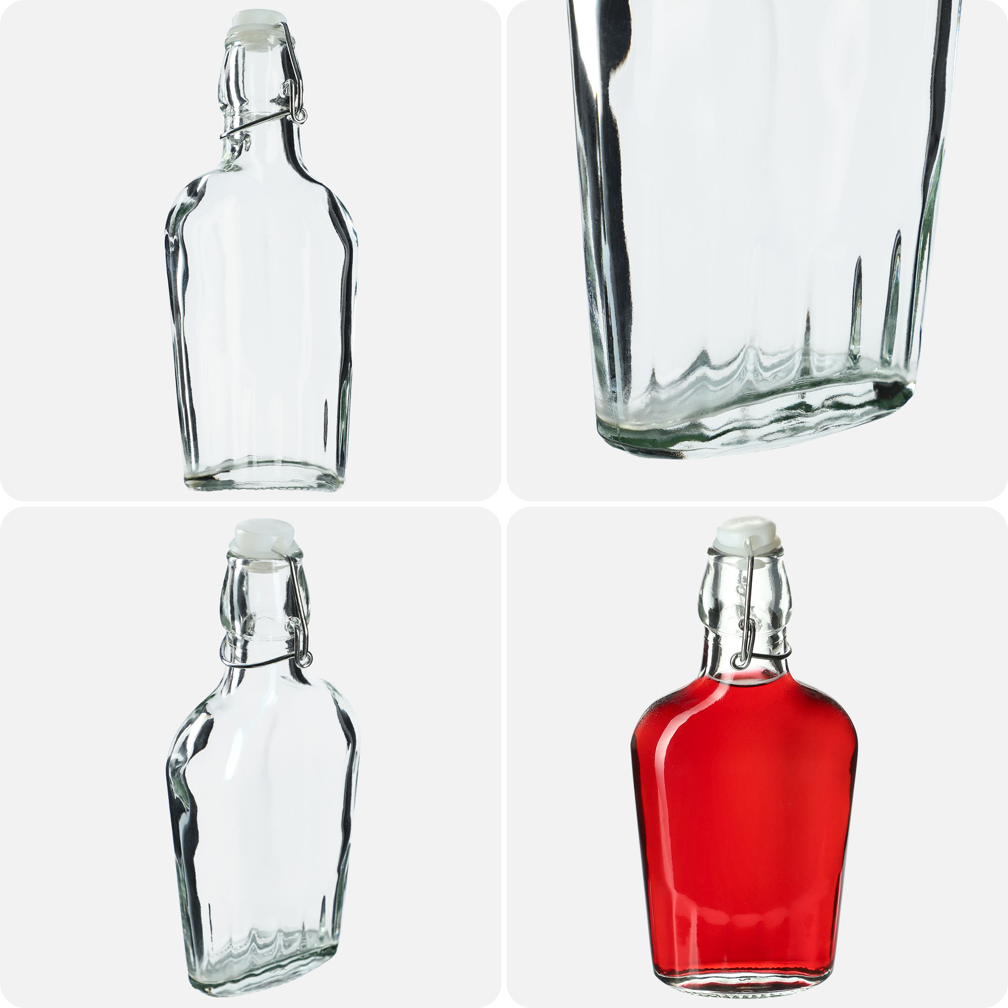 Butelka płaska z korkiem mechanicznym Preci 250 ml 6 szt.