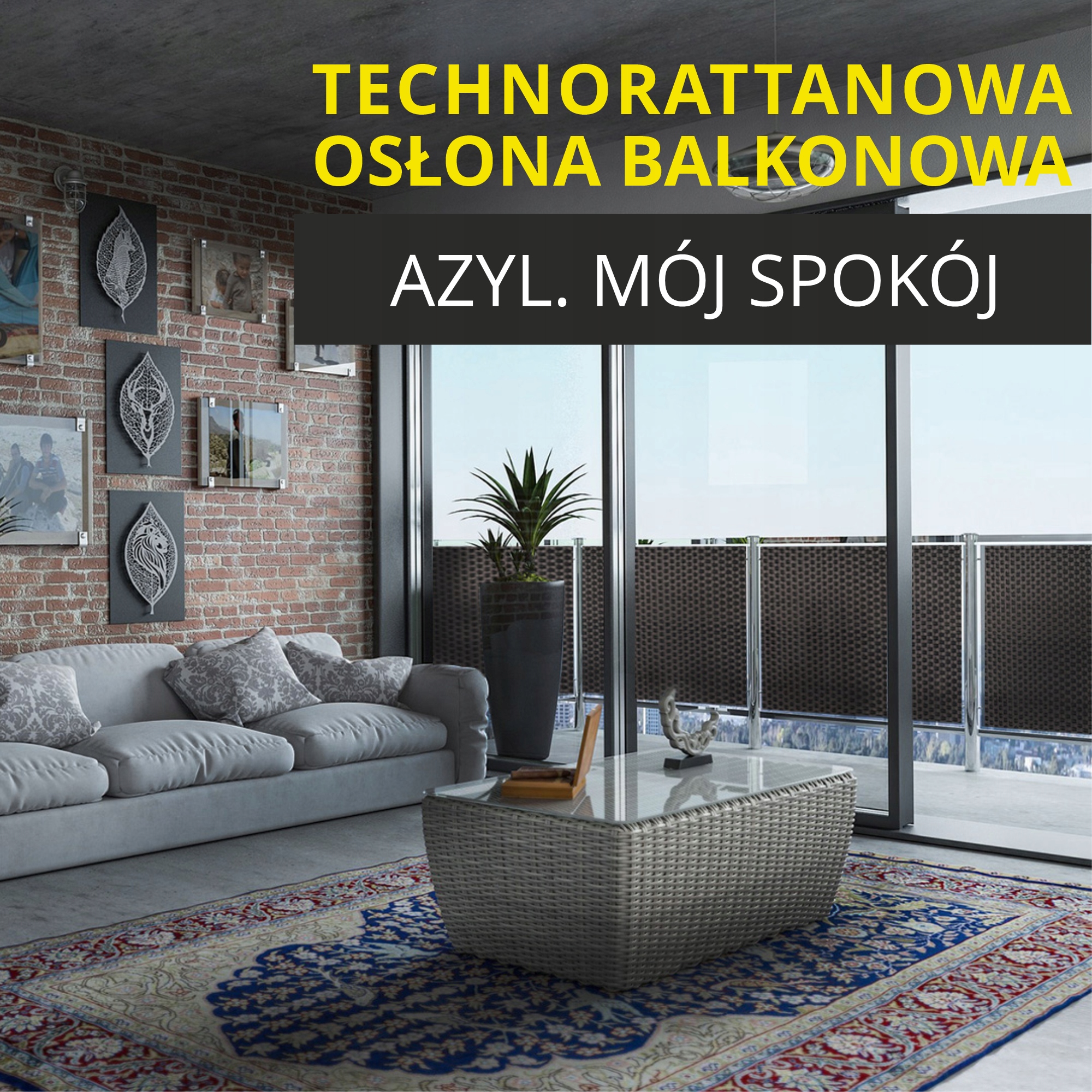 Osłona balkonowa 100 x 600 cm, czarna
