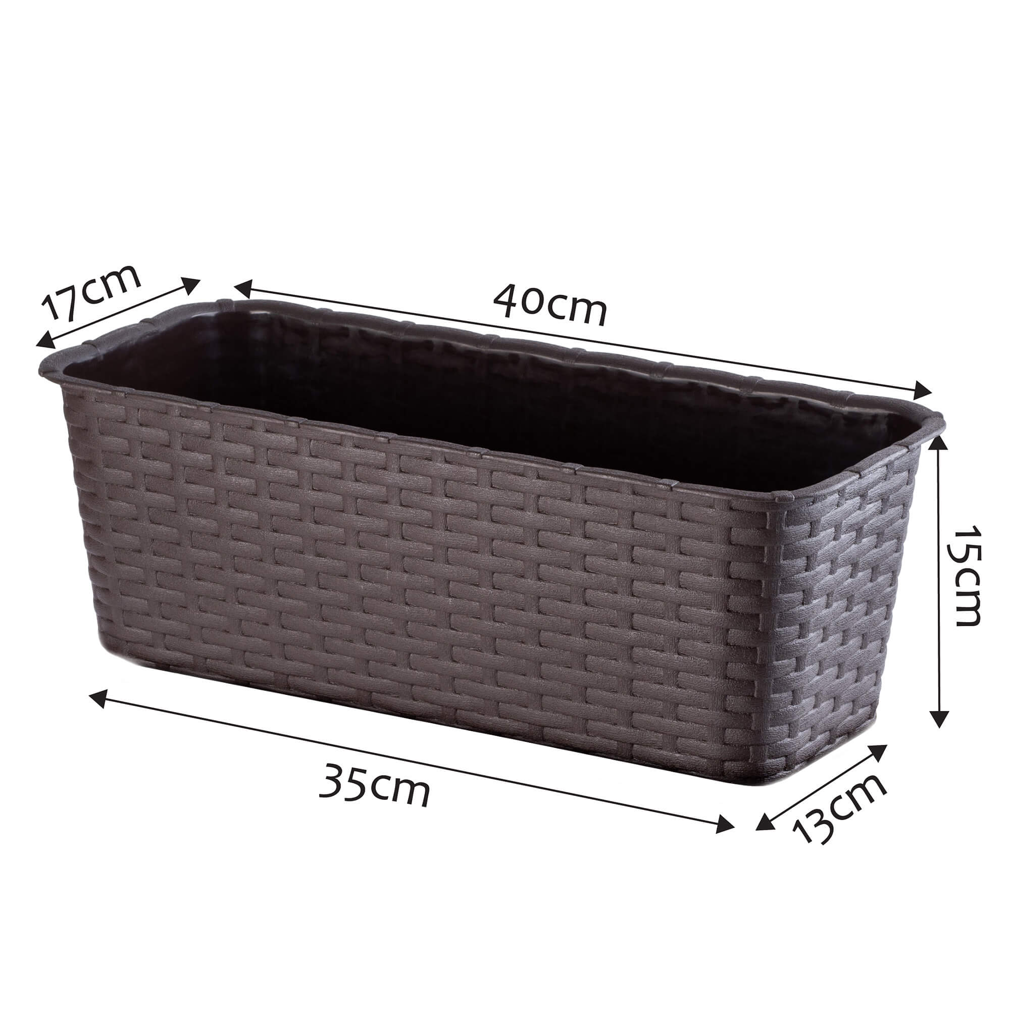 Doniczka balkonowa 40 cm, brązowa