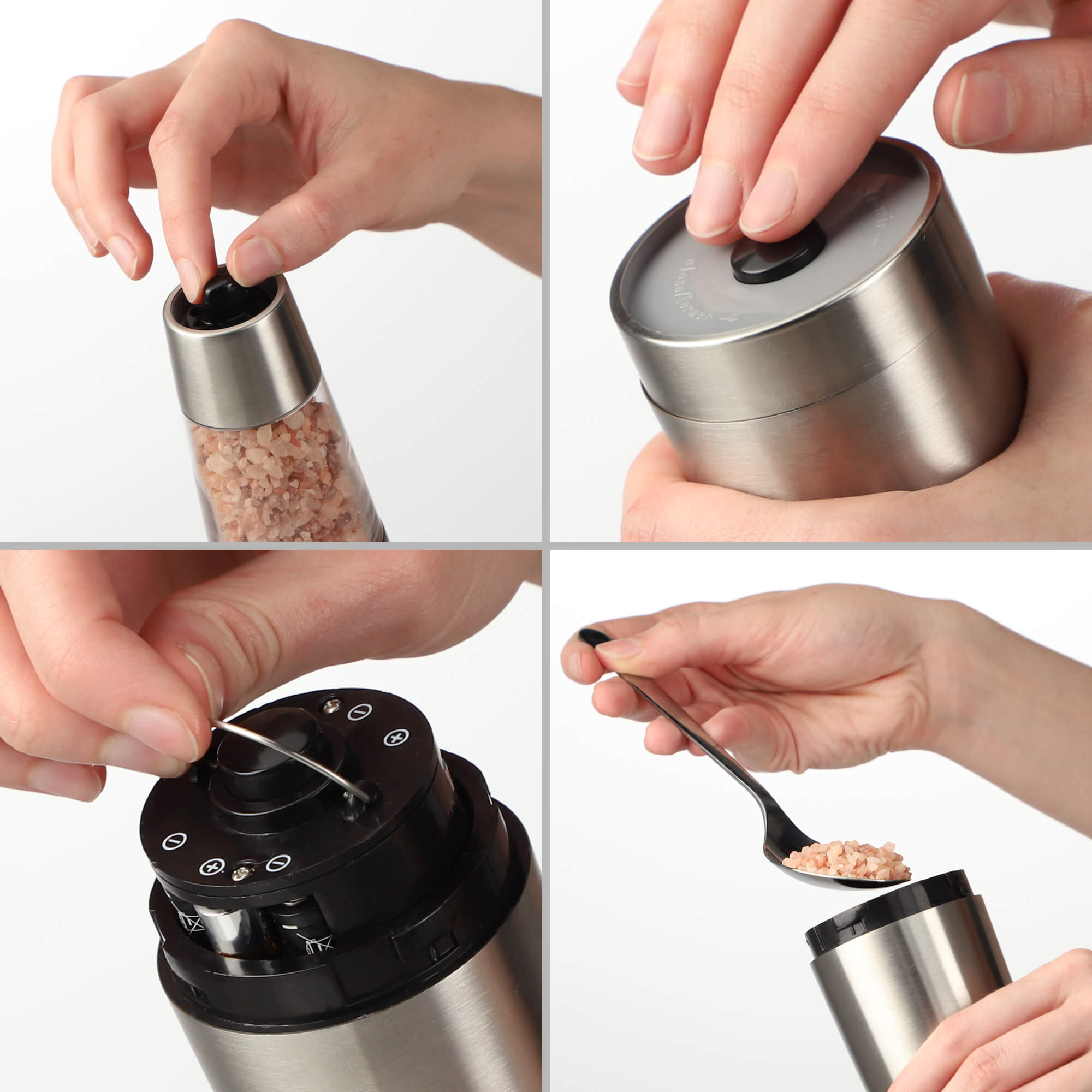 Elektryczny młynek do przypraw Jukon 19 cm, srebrny