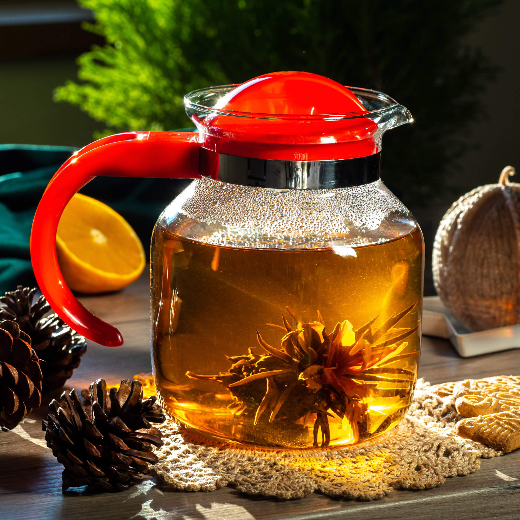 Dzbanek z pokrywką do herbaty Naveil, 1,5L czerwony