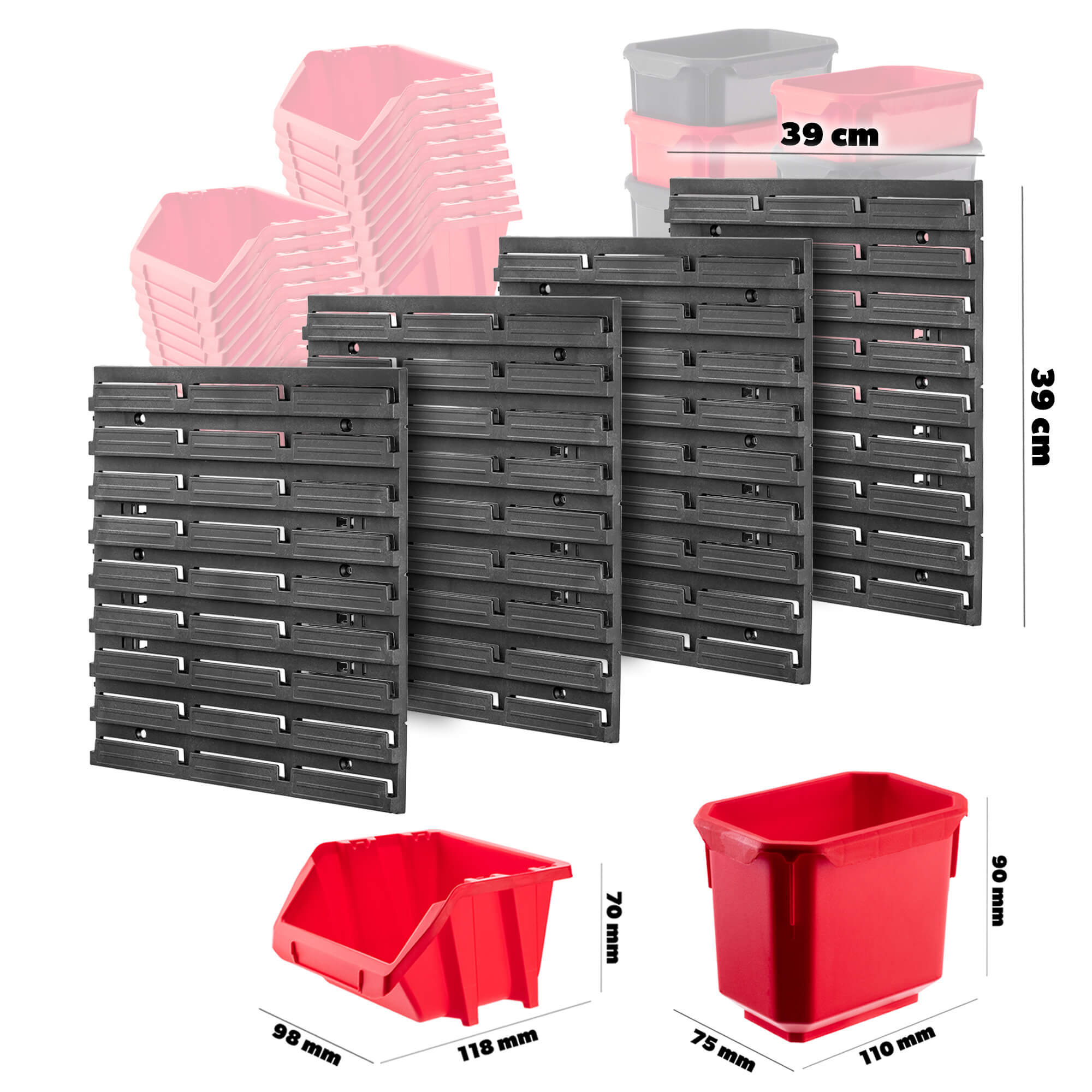 Tablica warsztatowa Lokke 78x78cm 50 elementów czerwona