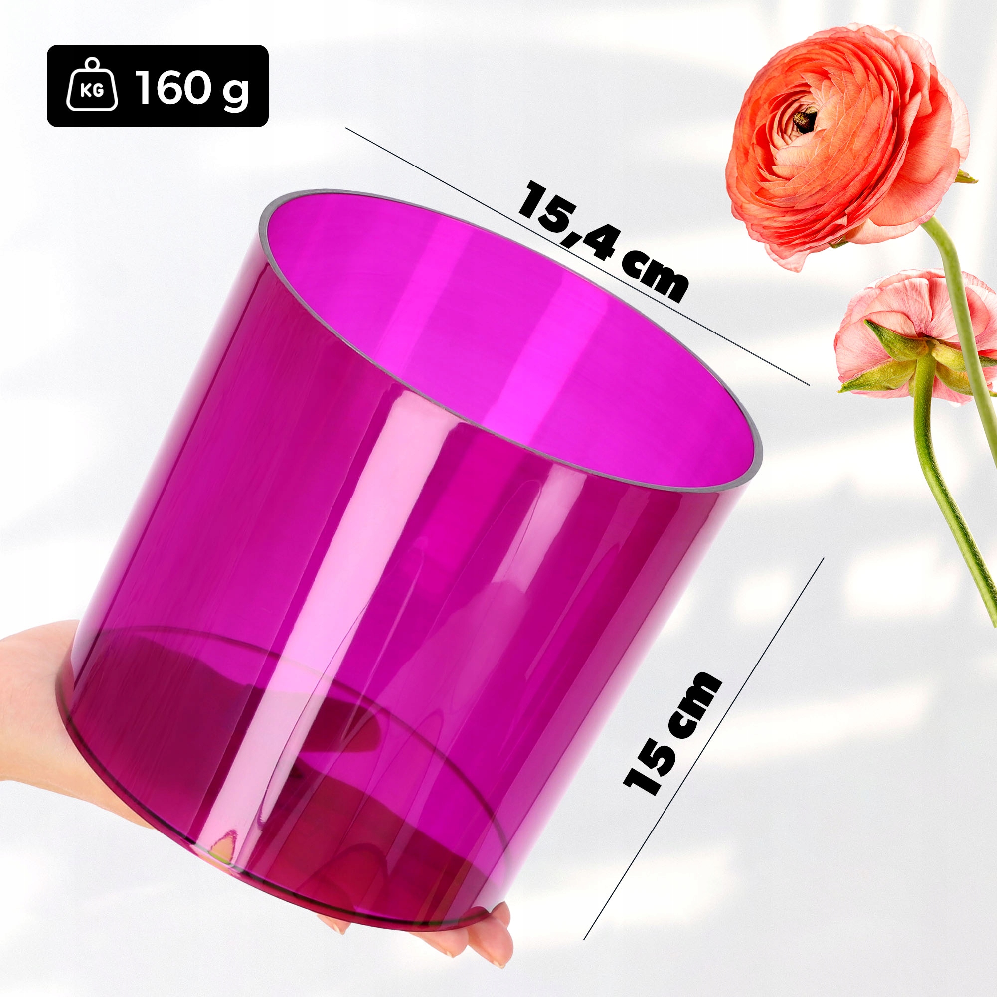 Doniczka na kwiaty okrągła Figari 15 cm, fioletowa