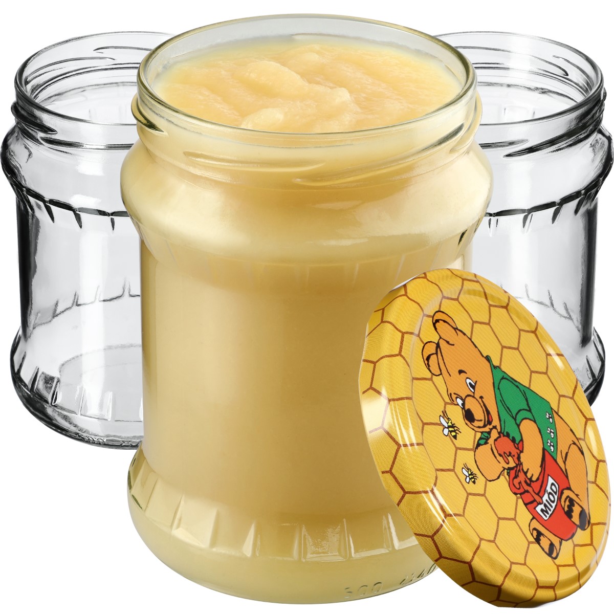 Słoiki na przetwory Kisko 500ml 24szt 82mm + wieczka "Miód"