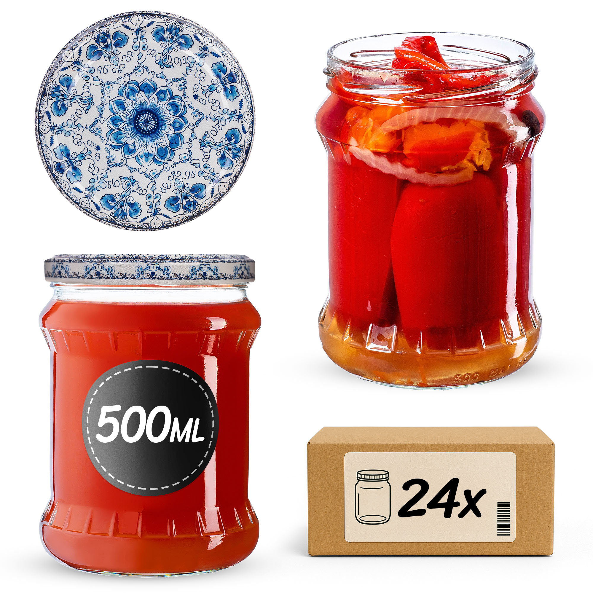 Słoiki na przetwory Kisko 500ml fi82mm 24szt + wieczko Ceramics 2
