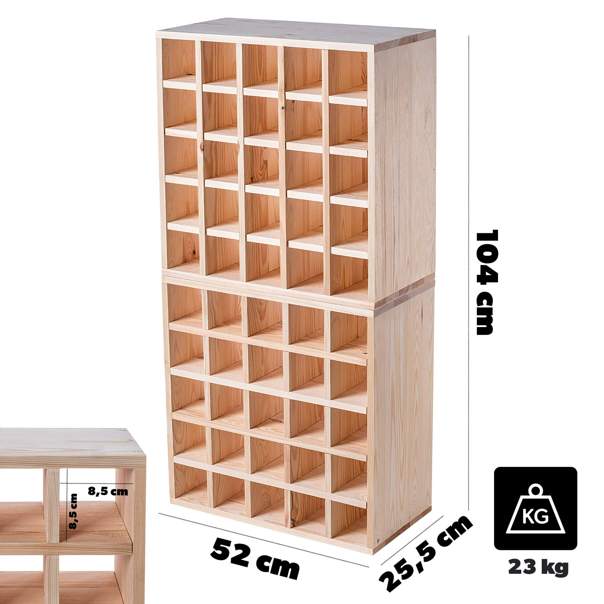 Regał na wino Loreo szachownica drewniany jasny brąz 2szt