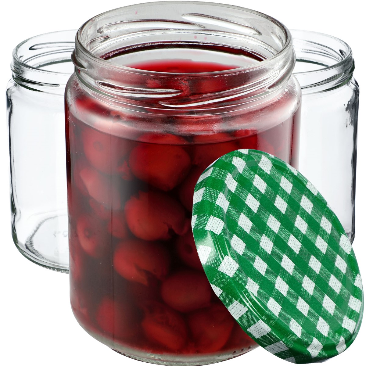 Słoiki na przetwory Maki 540ml 16szt 82mm + wieczka "Zielona Krata"