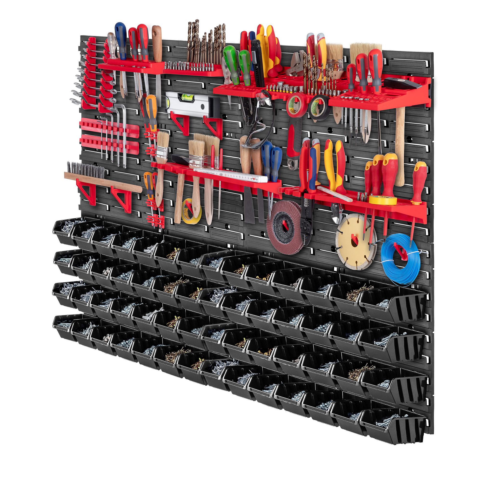 Tablica warsztatowa Lokke 81 elementów 116 x 78 cm, czarno-czerwona