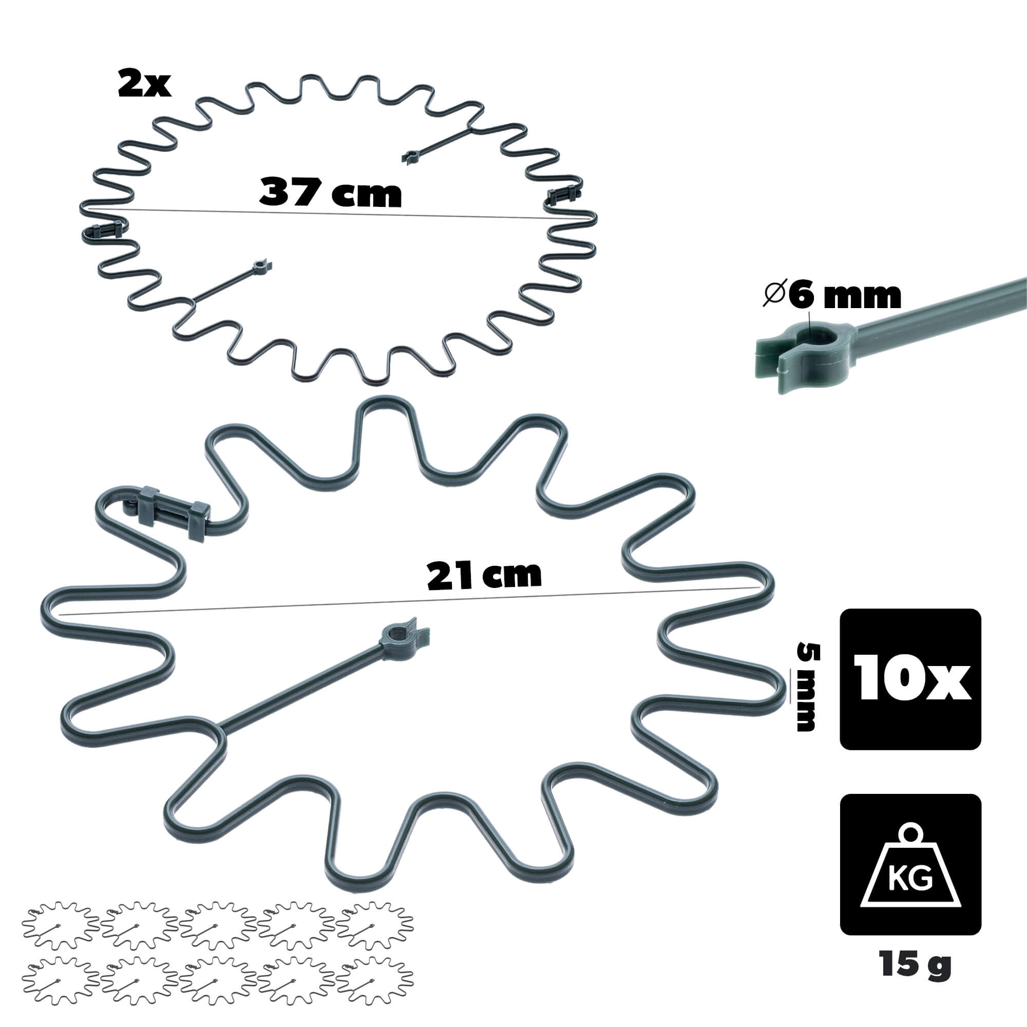 Obejma do roślin Montlaur 21 cm zielona 10 szt.