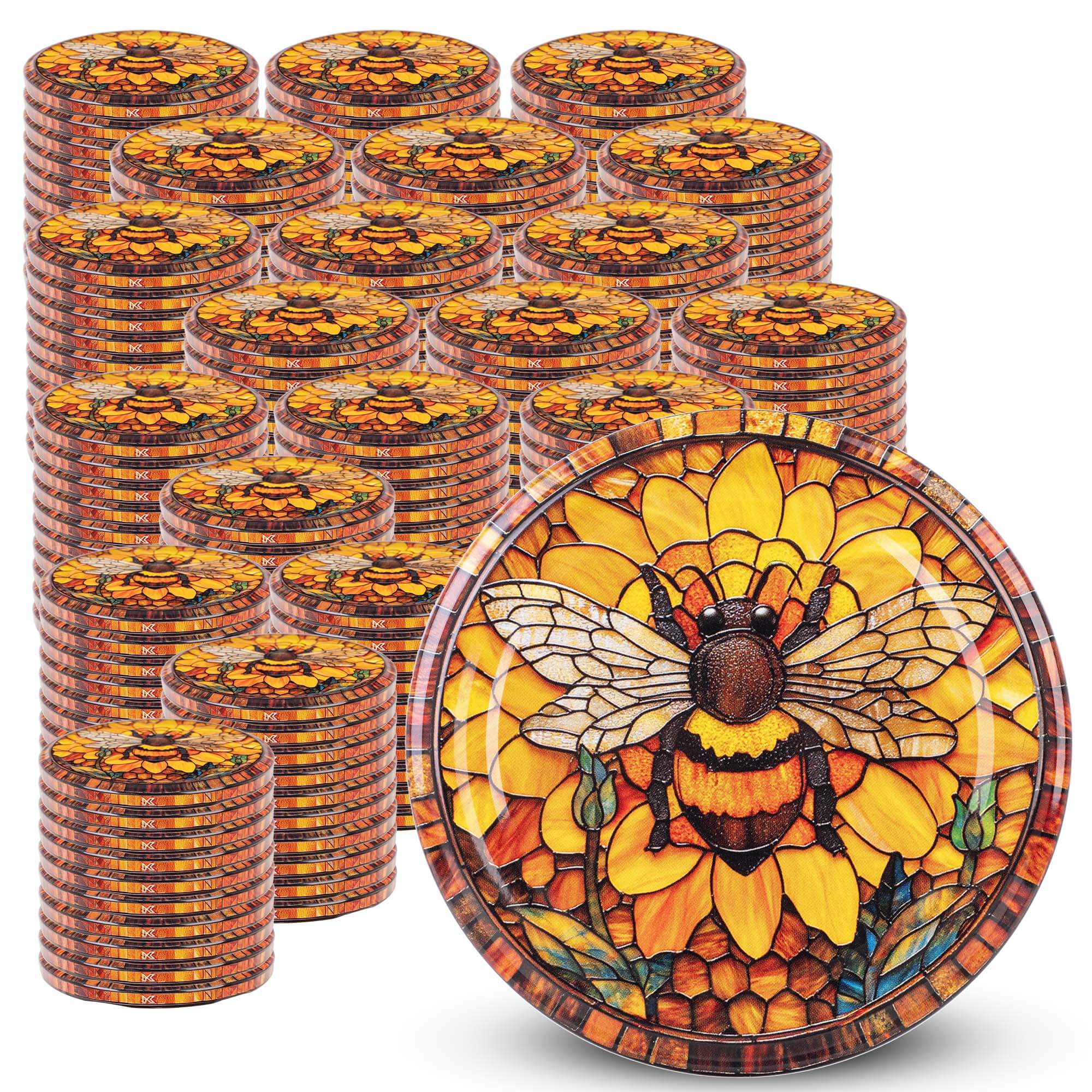 Metalowe wieczka do słoików Virbo 200szt fi 82mm "Witraż z pszczołą"