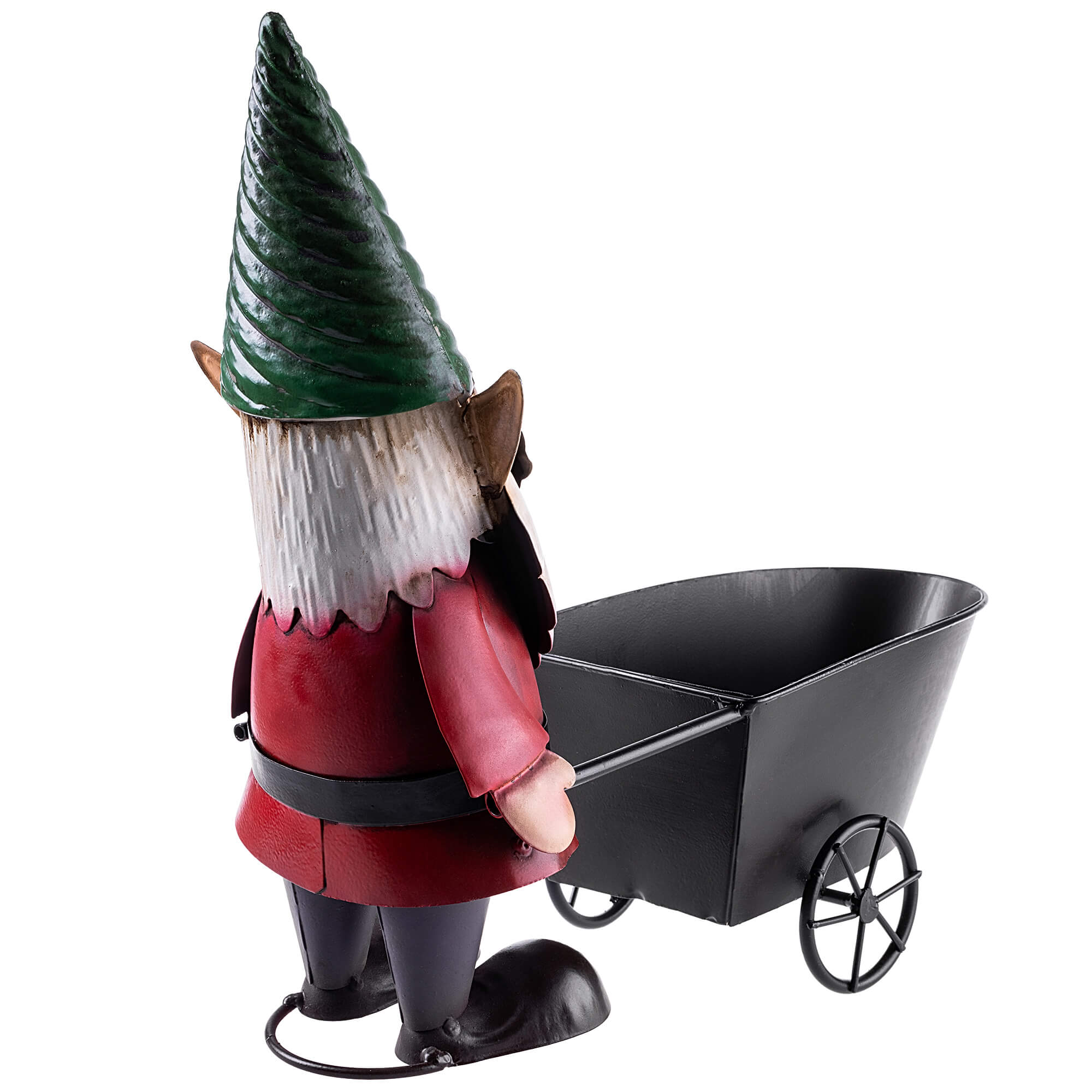 Figura ogrodowa Esson krasnal z wózkiem stalowa 34 cm