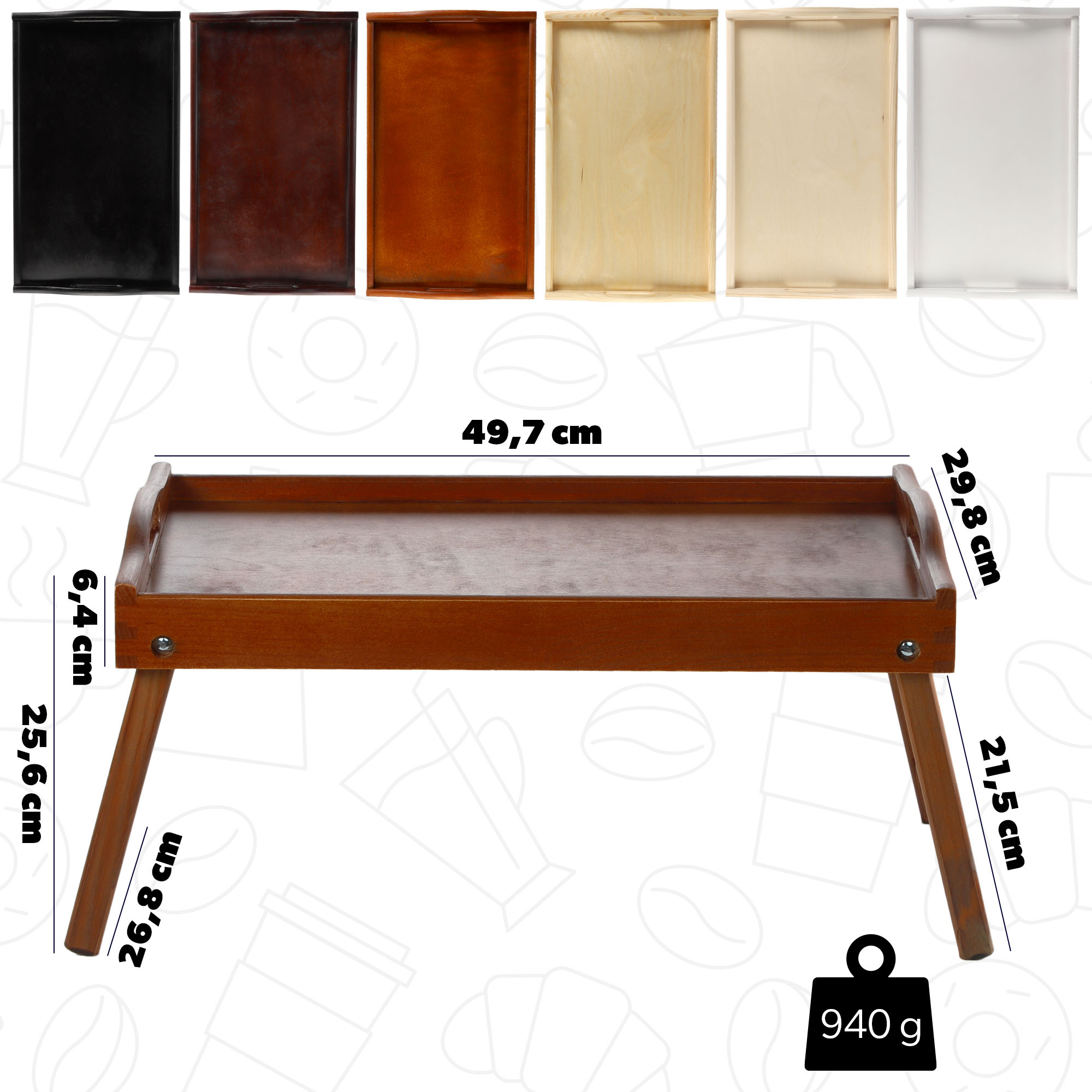 Stolik śniadaniowy Solia, pod laptopa, 50 cm, brązowy