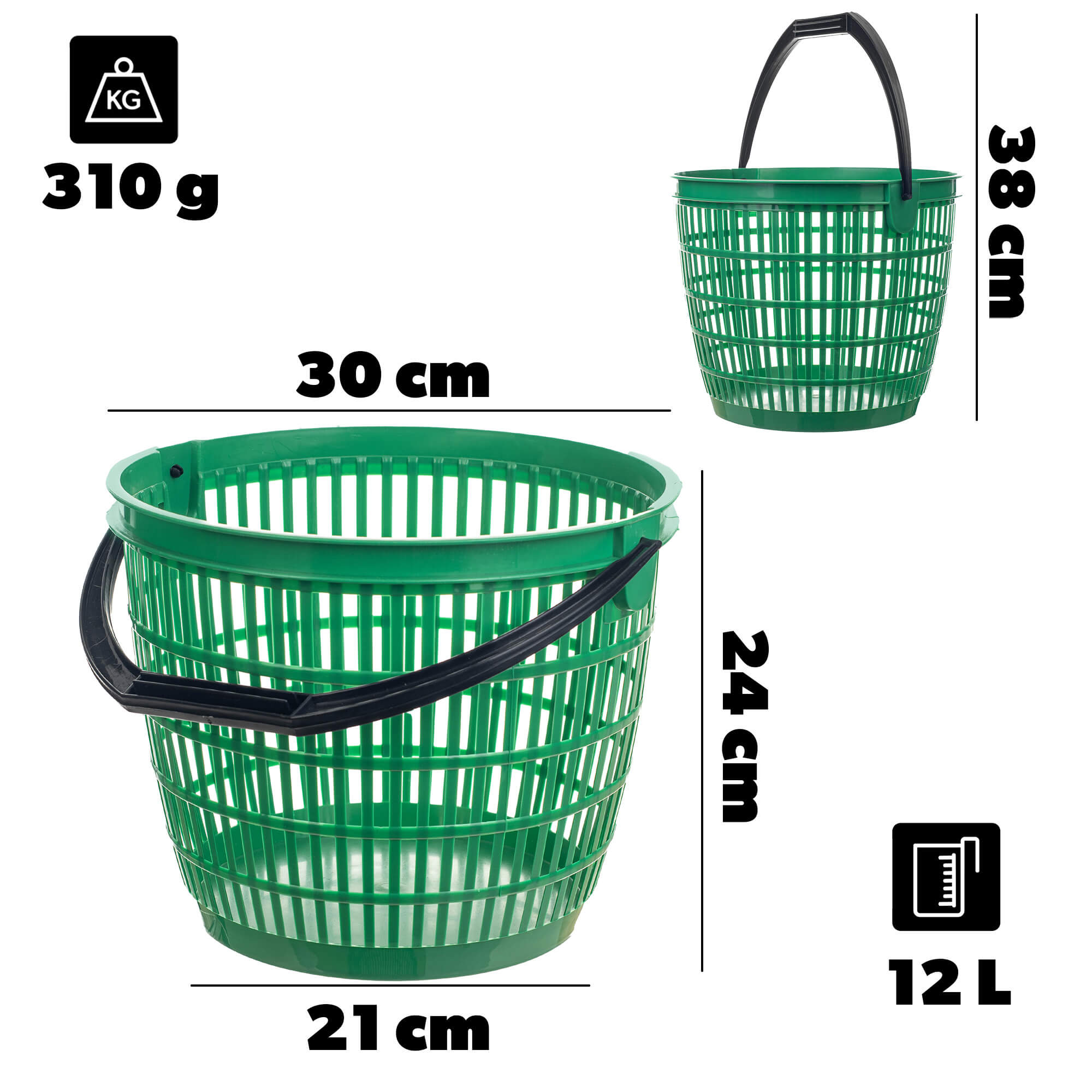 Kosz ażurowy Vublon 12L zielony