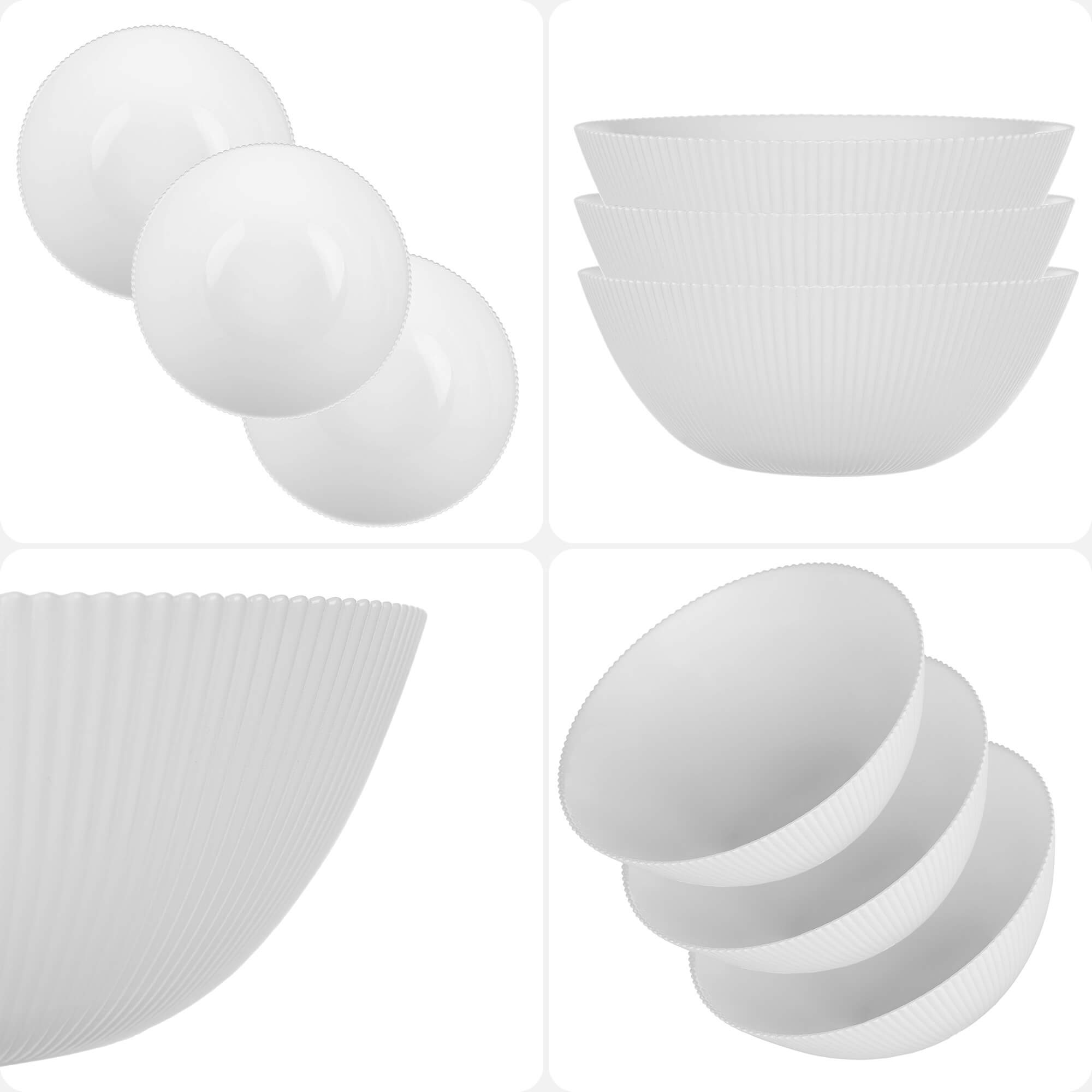 Salaterka szklana Regno 20.3 cm biała 3 szt.