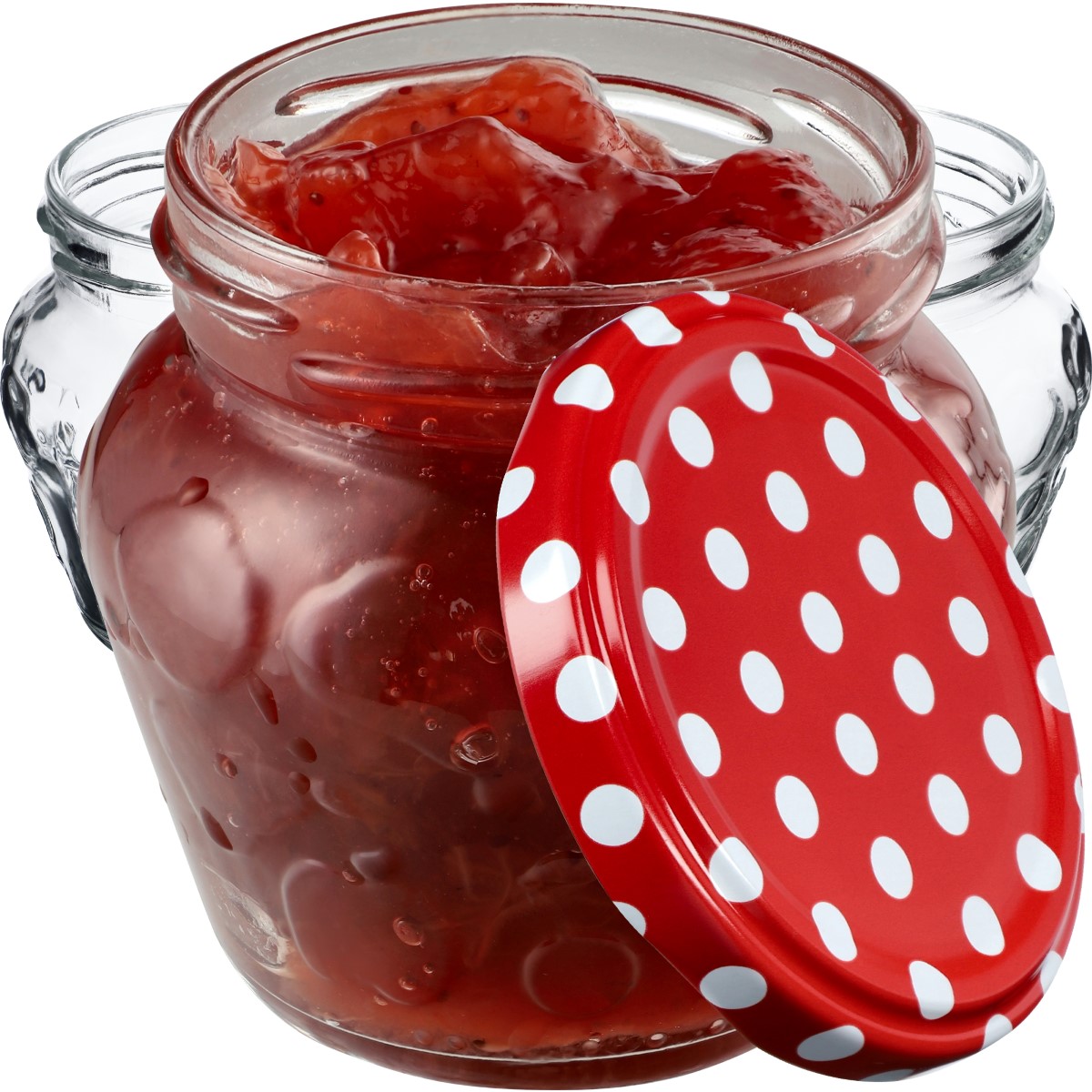 Słoiki Kemi 200ml 50szt 66mm + wieczka "Czerwony Groszek"