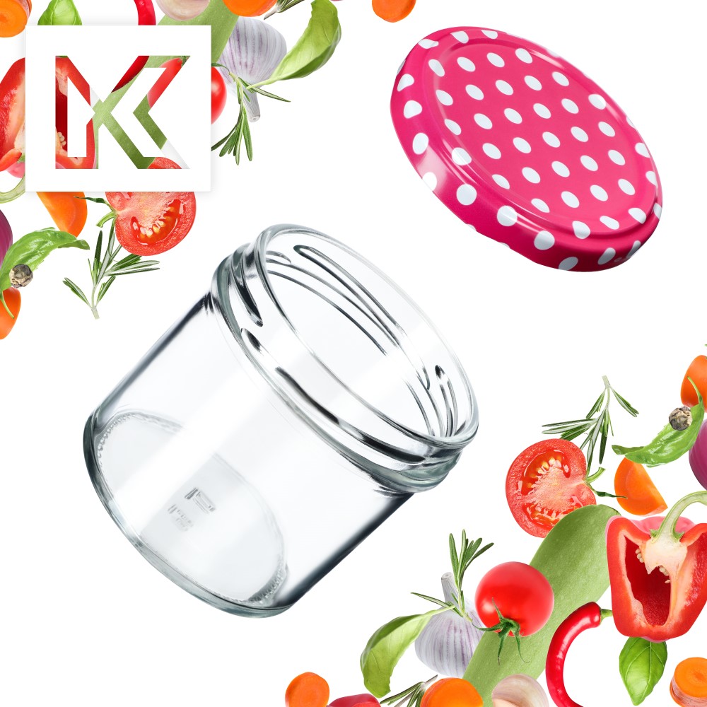 Słoiki Vigo 140ml 50szt 66mm + wieczko "Różowy groszek"